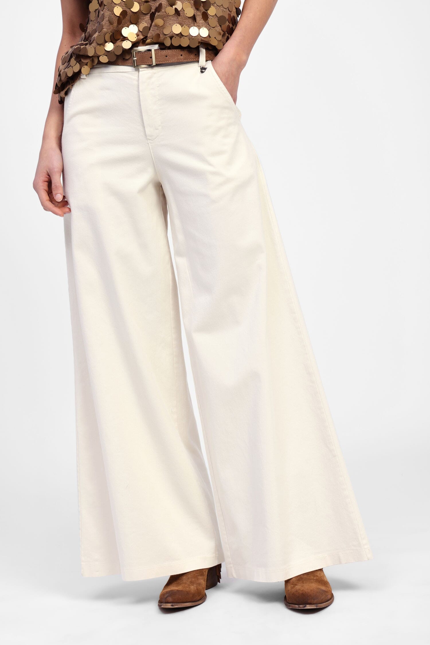 Dixie Wide Leg Trousers With Adjustable Belt (Pantalon à jambes larges avec ceinture réglable)