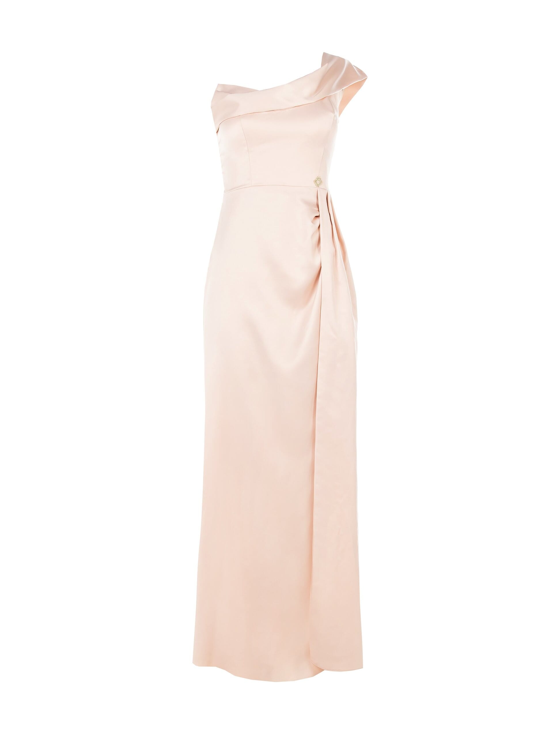 Abito Lungo Monospalla In Raso Con Spacco Rinascimento