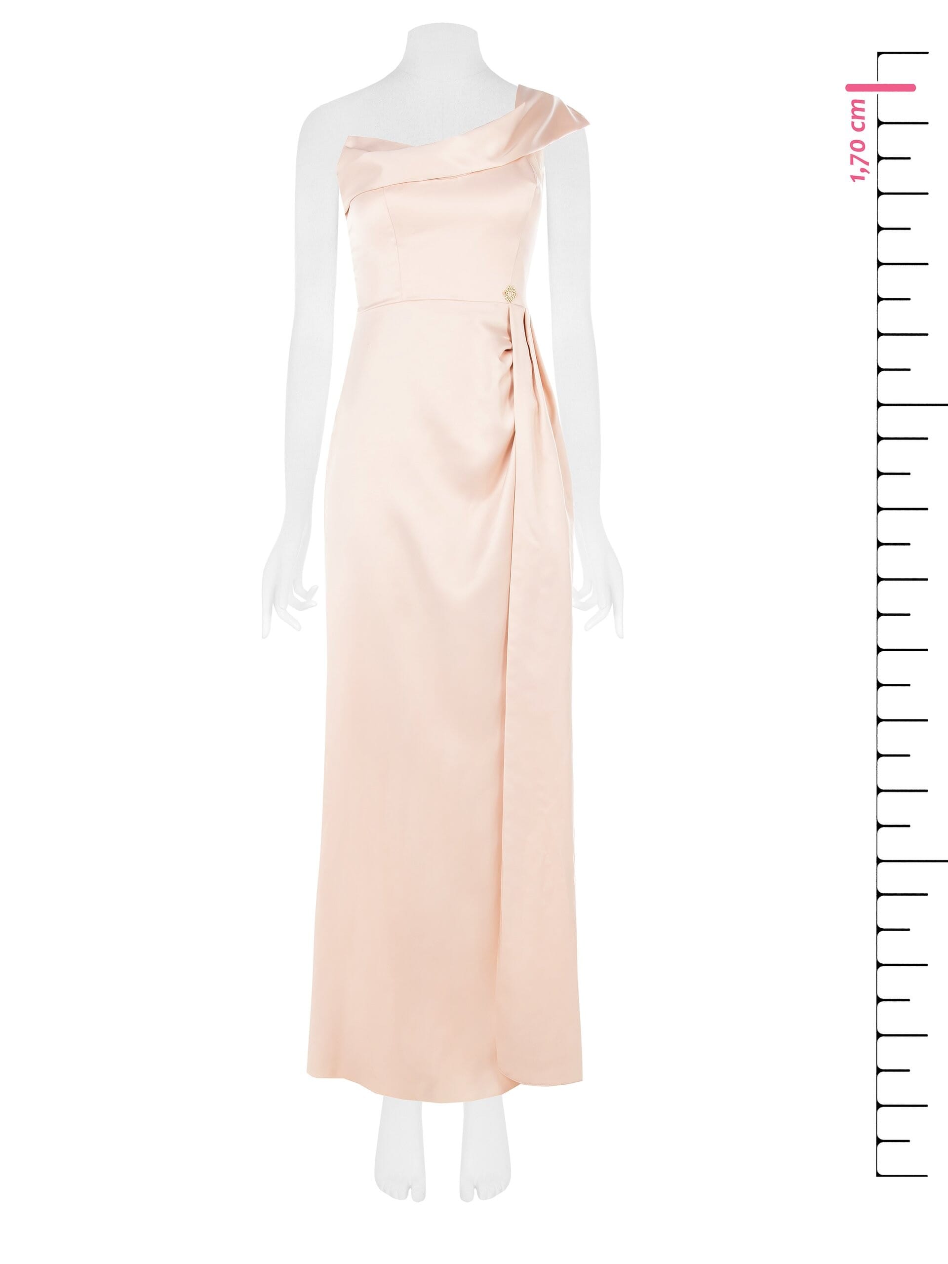 Abito Lungo Monospalla In Raso Con Spacco Rinascimento