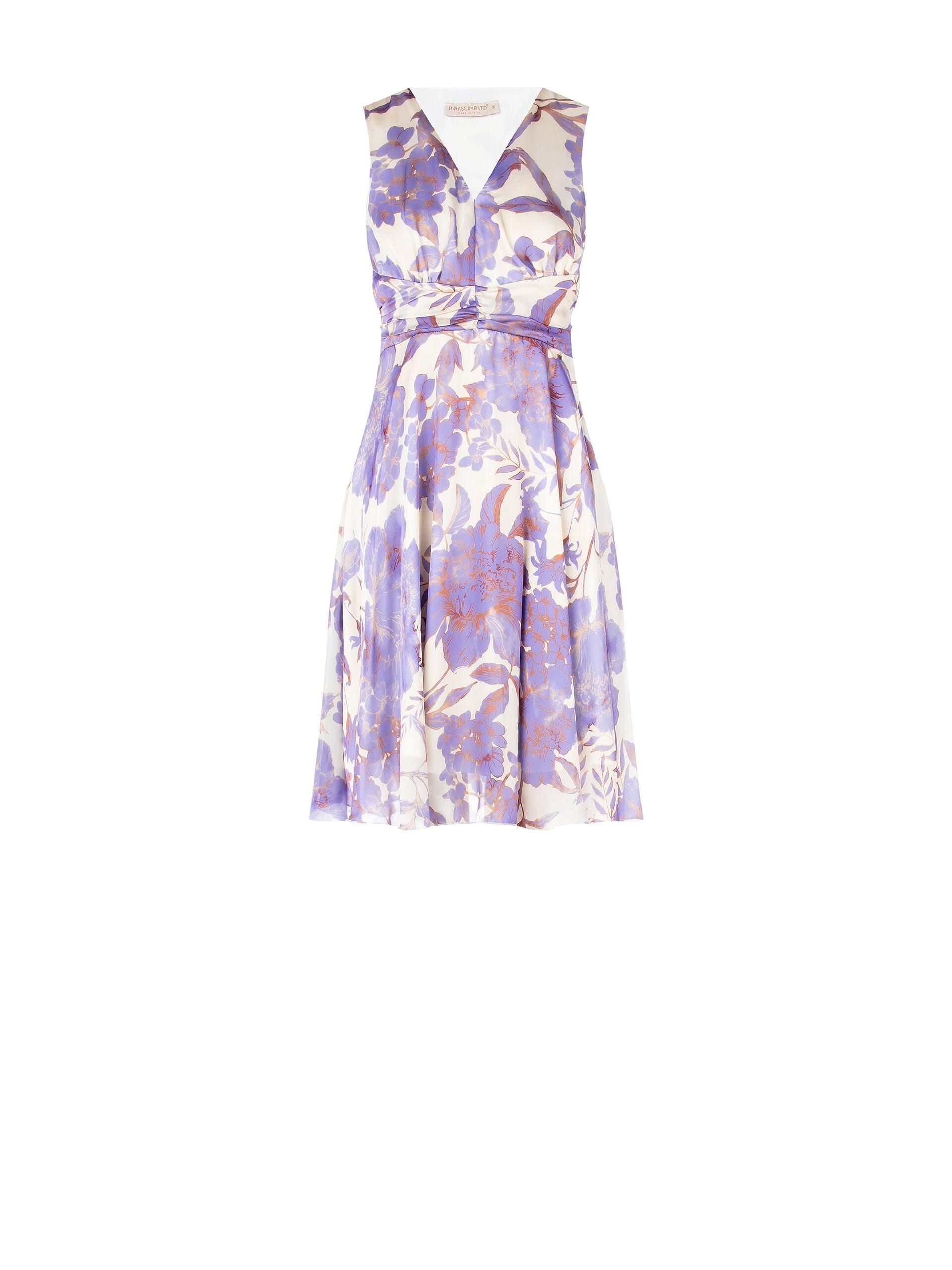 Abito Corto A Ruota In Raso Con Scollo A V Rinascimento