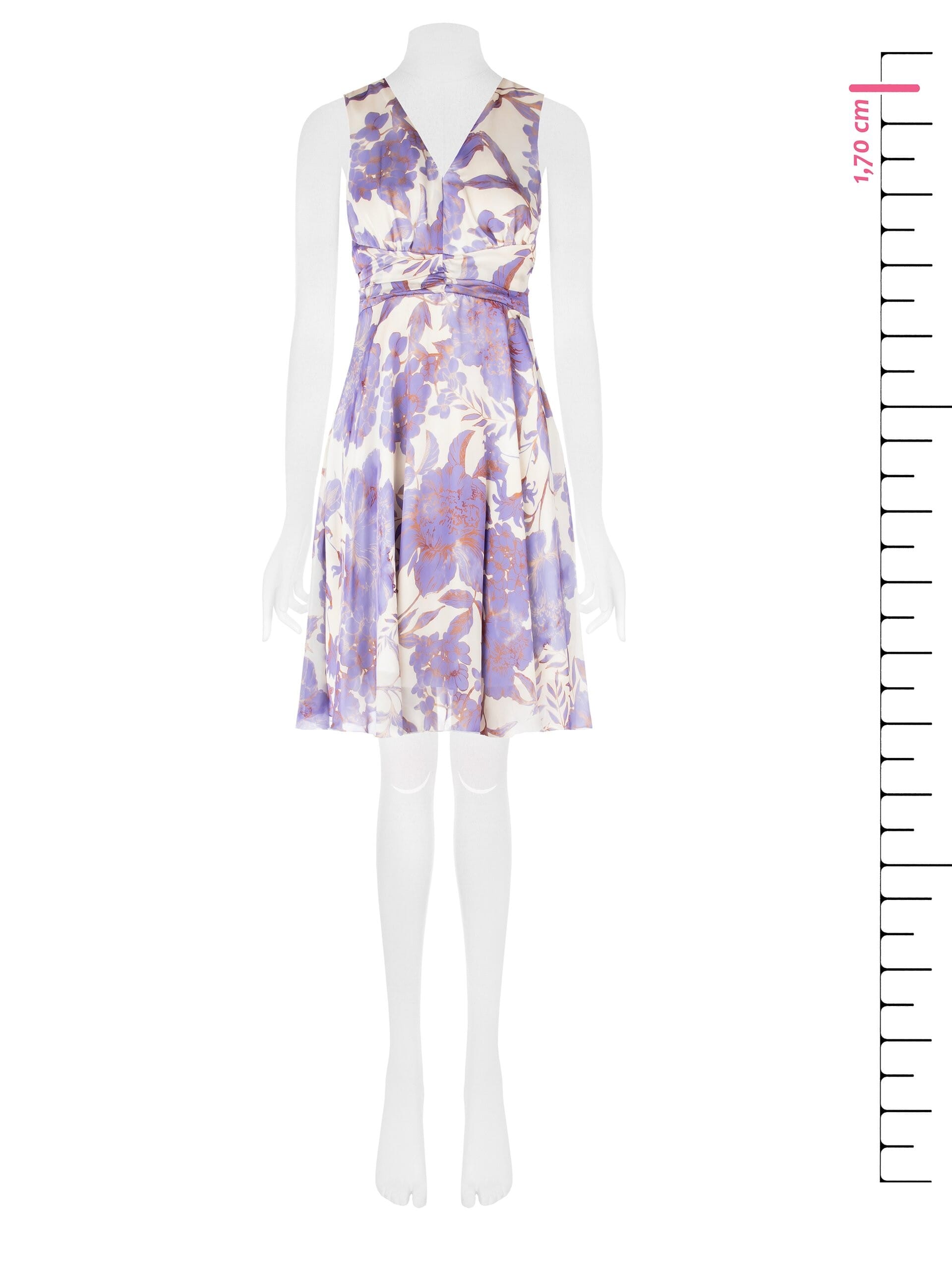 Abito Corto A Ruota In Raso Con Scollo A V Rinascimento