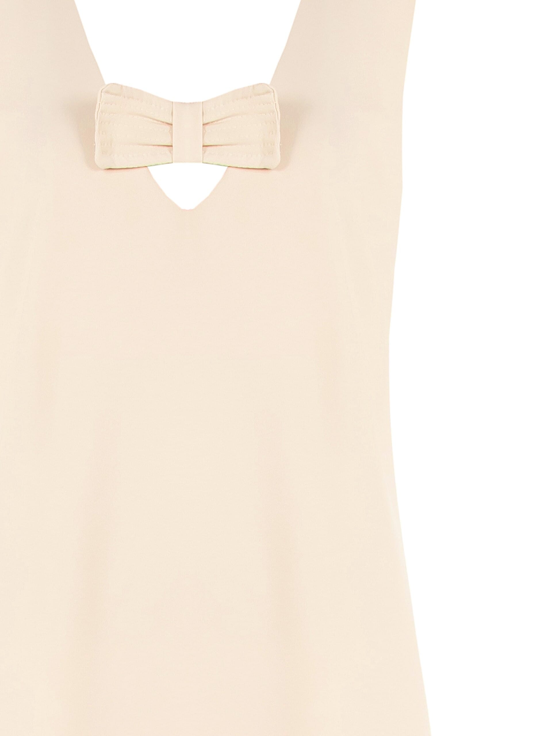 Abito Corto A Trapezio In Tessuto Fluido Con Doppio Scollo A V E Fiocco Rinascimento