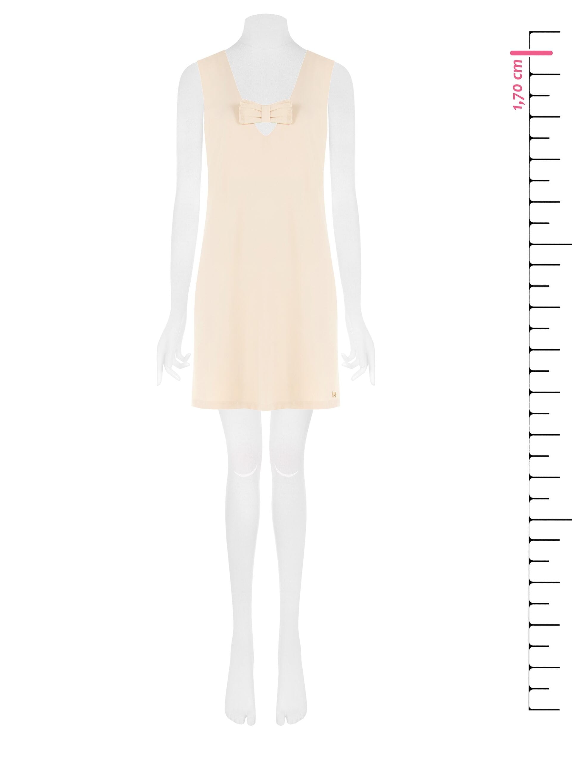 Abito Corto A Trapezio In Tessuto Fluido Con Doppio Scollo A V E Fiocco Rinascimento