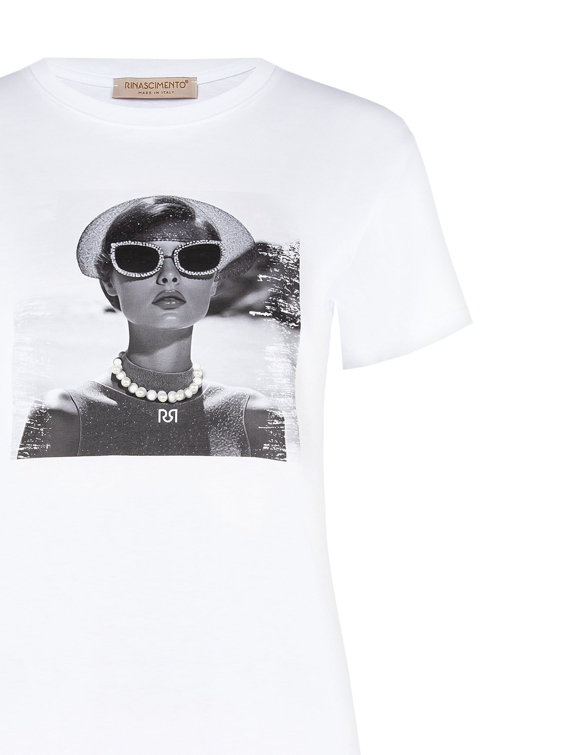 Women's Regular Cotton T-Shirt with Rinascimento Bead Collier Print