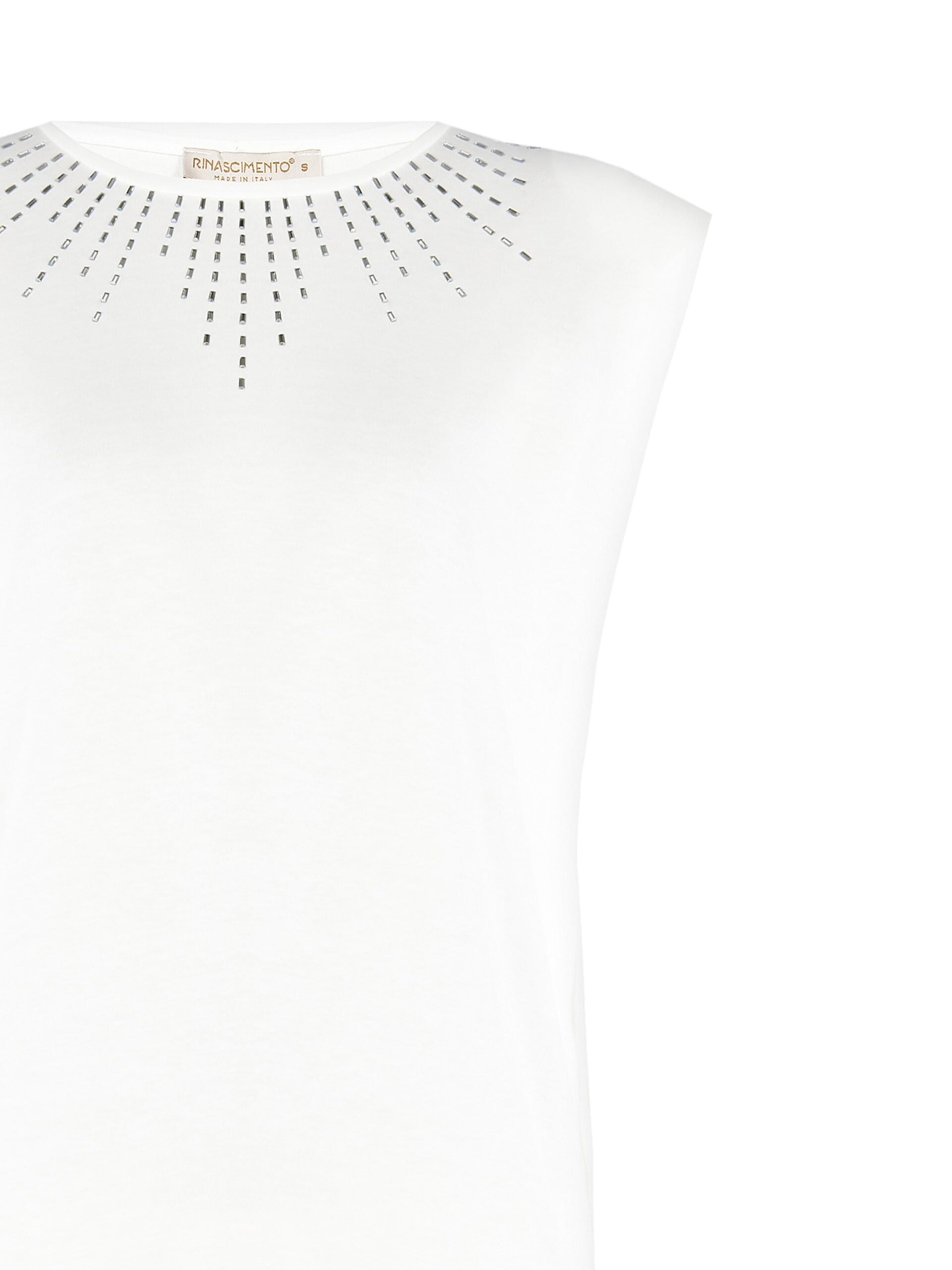 T-shirt en coton avec cristaux et épaulettes Rinascimento