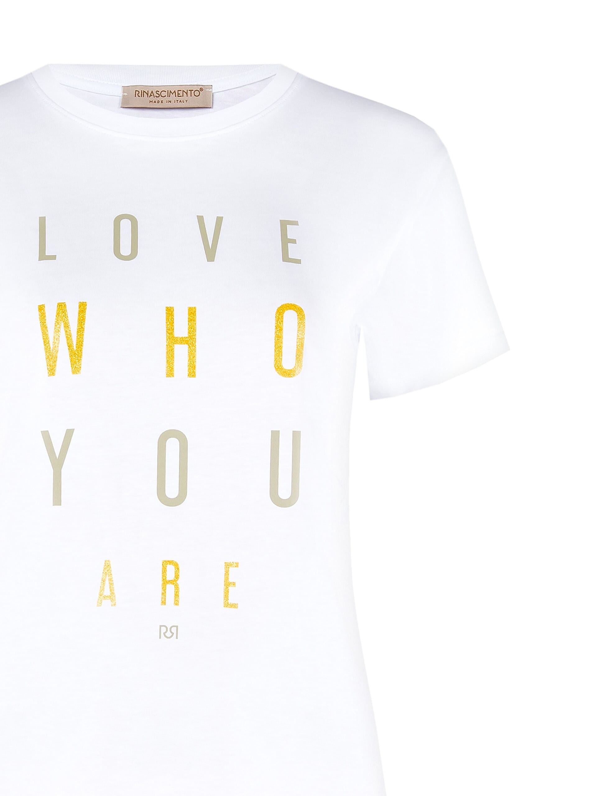 Rinascimento Glitter Slogan Print Cotton Regular T-Shirt