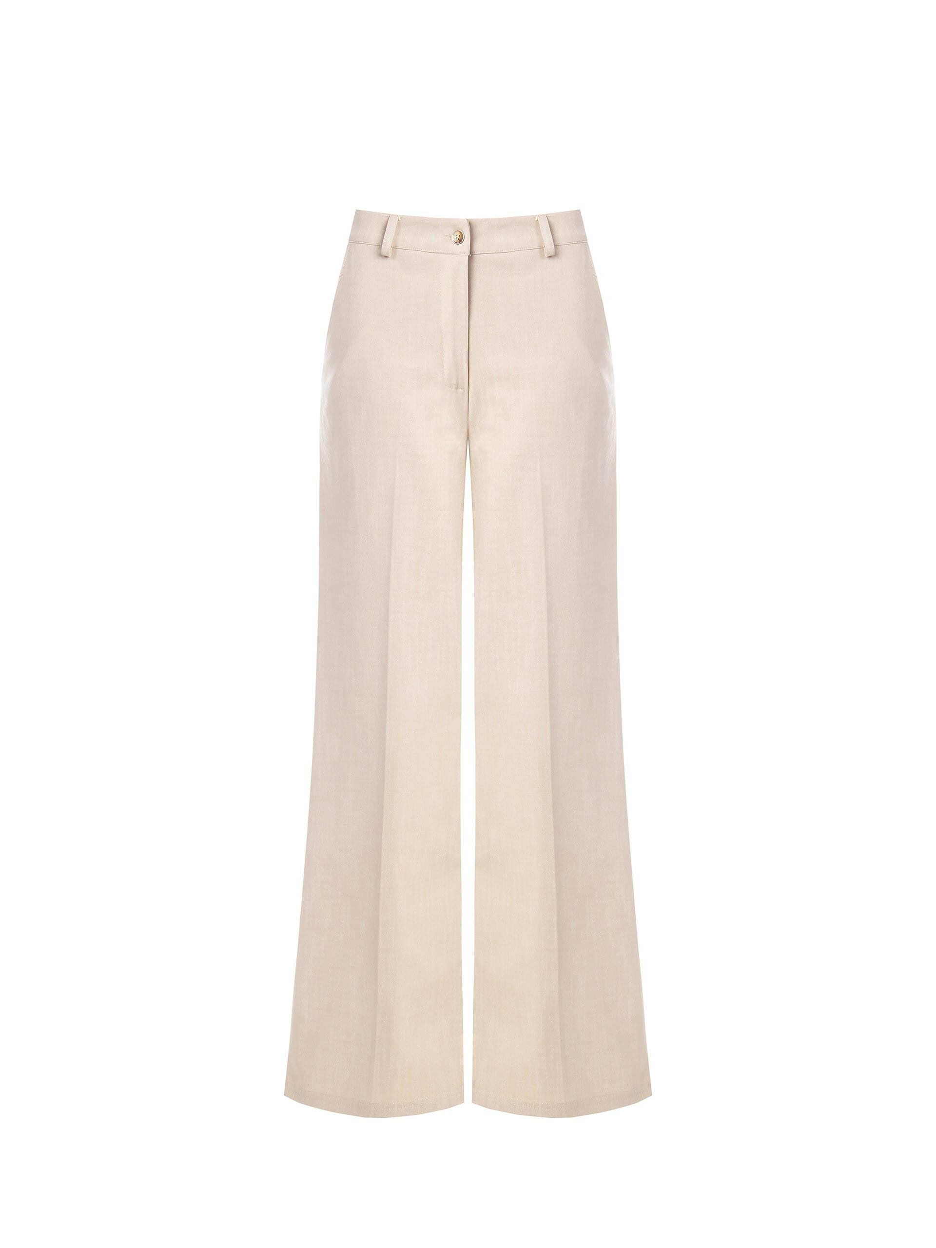 Pantaloni Palazzo In Punto Milano Leggero Effetto Fiammato Rinascimento