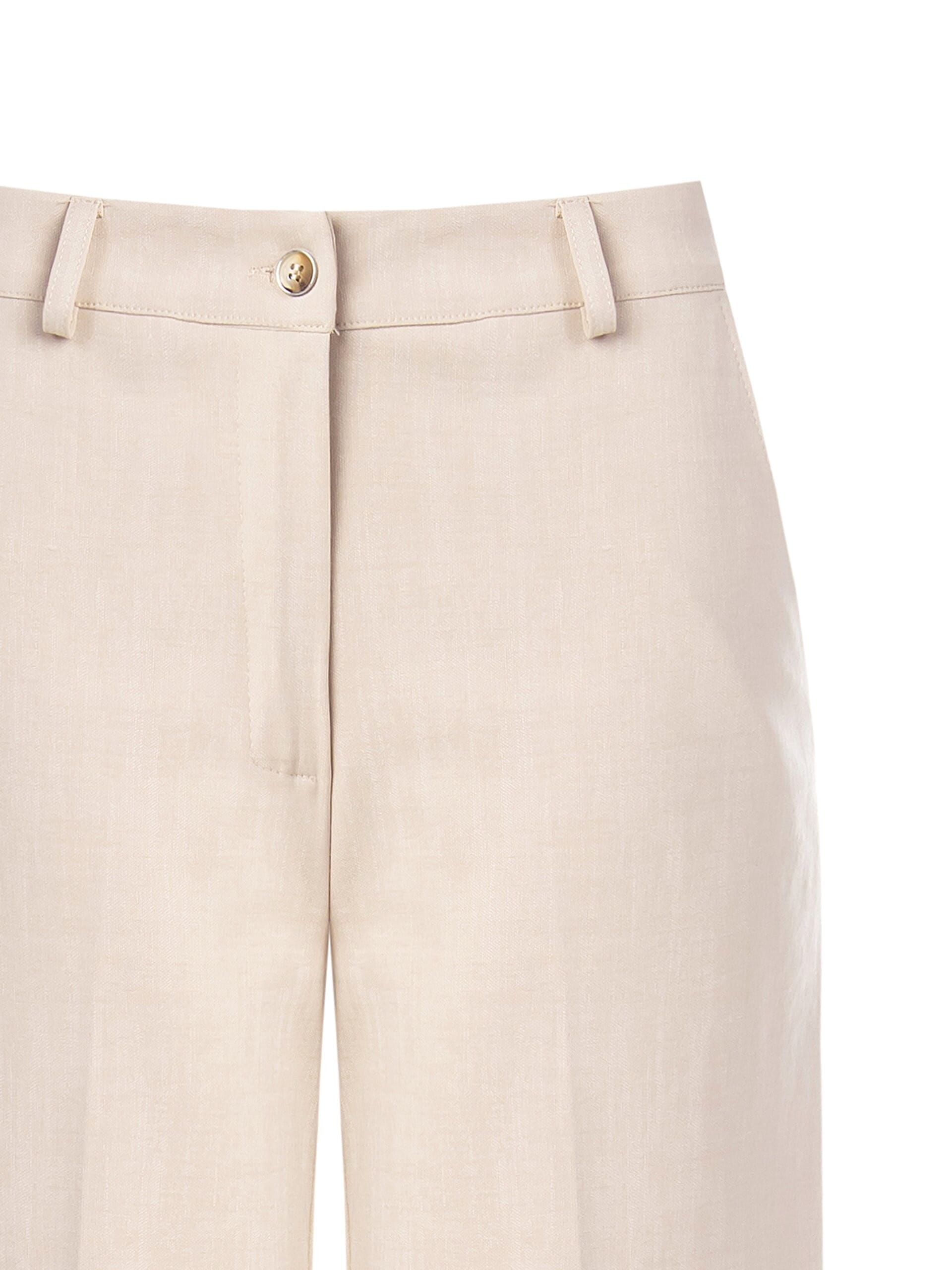 Pantaloni Palazzo In Punto Milano Leggero Effetto Fiammato Rinascimento