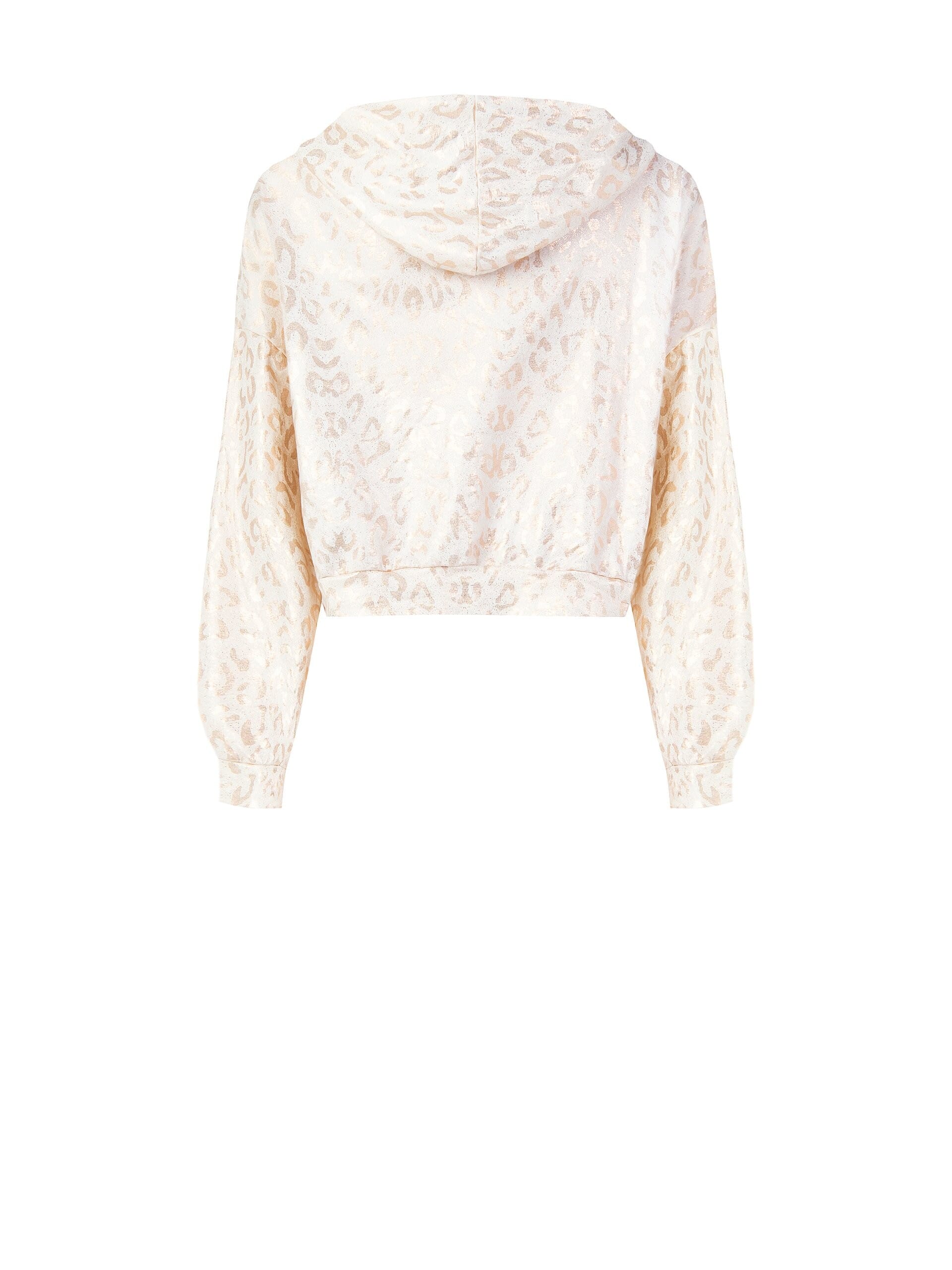 Short Hooded Cotton Sweatshirt with Laminated Spotted Pattern Rinascimento