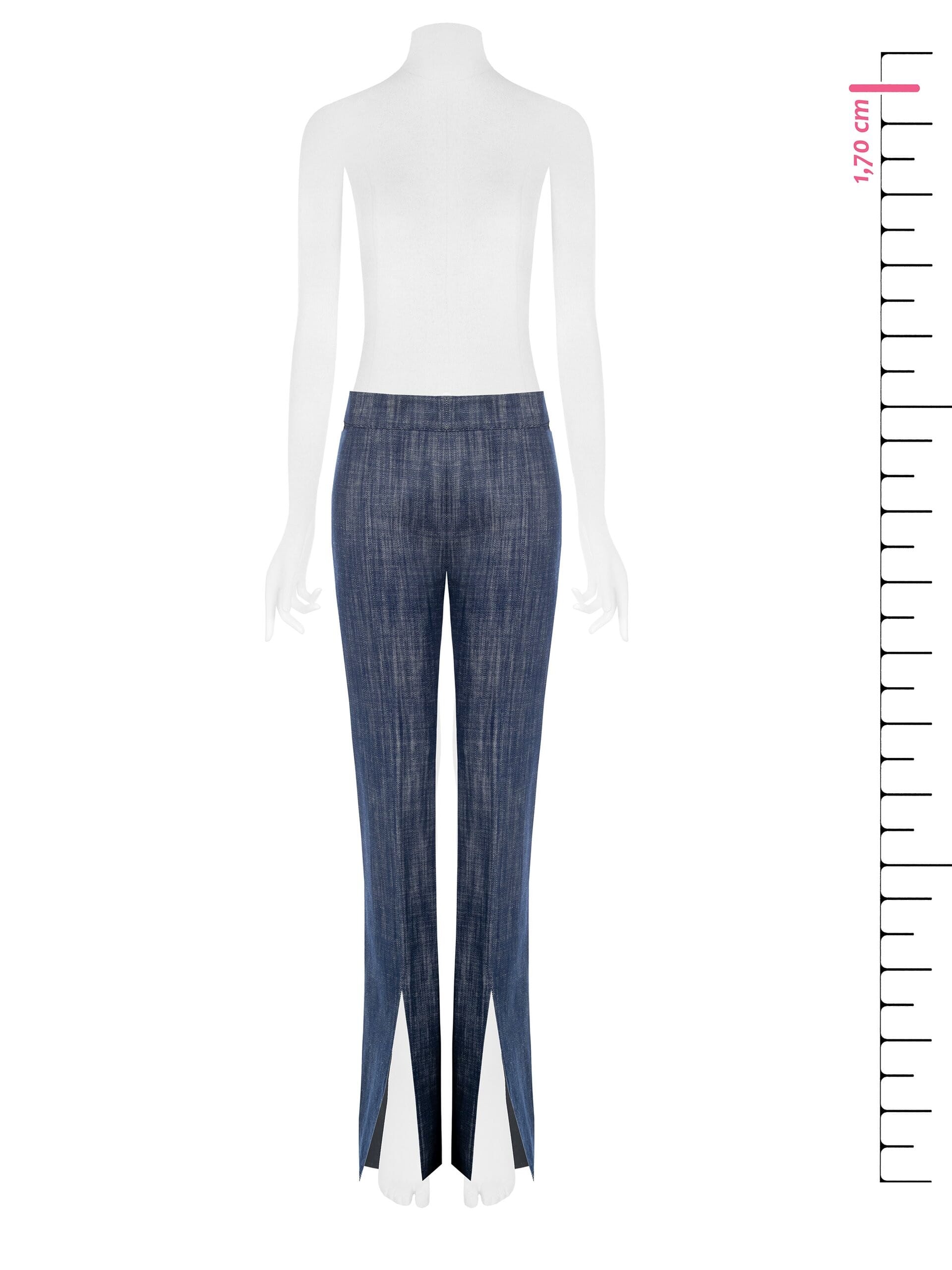 Denim Slit Flared Trousers Rinascimento