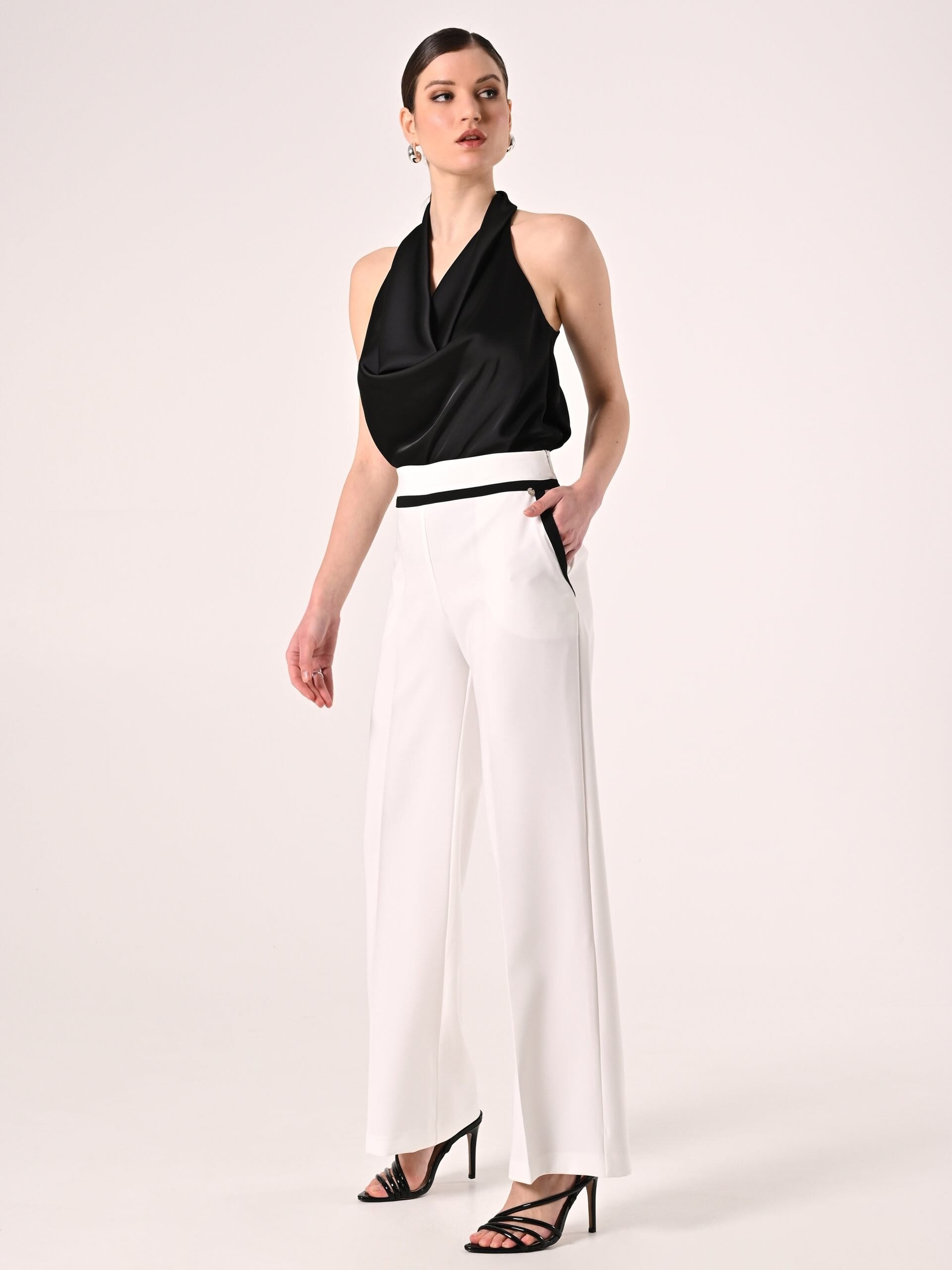 Pantaloni Palazzo In Tessuto Tecnico Con Tasche Rinascimento