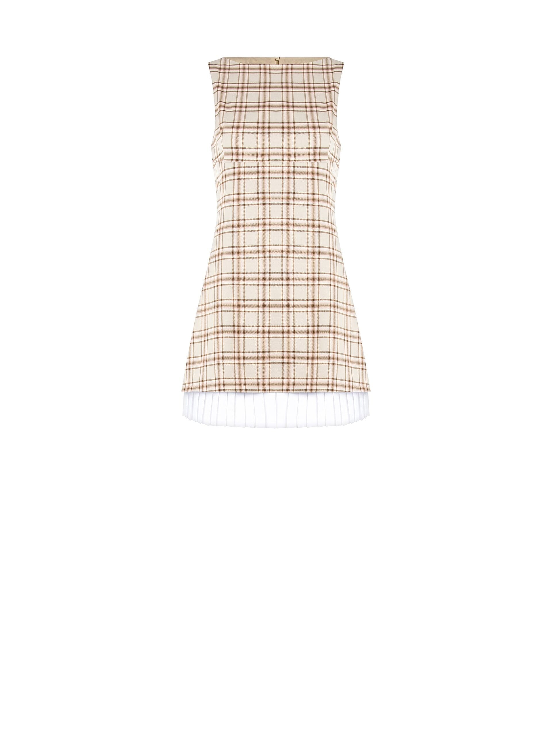 Abito Corto A Ruota In Poliviscosa A Quadri Con Dettaglio Plissé Rinascimento