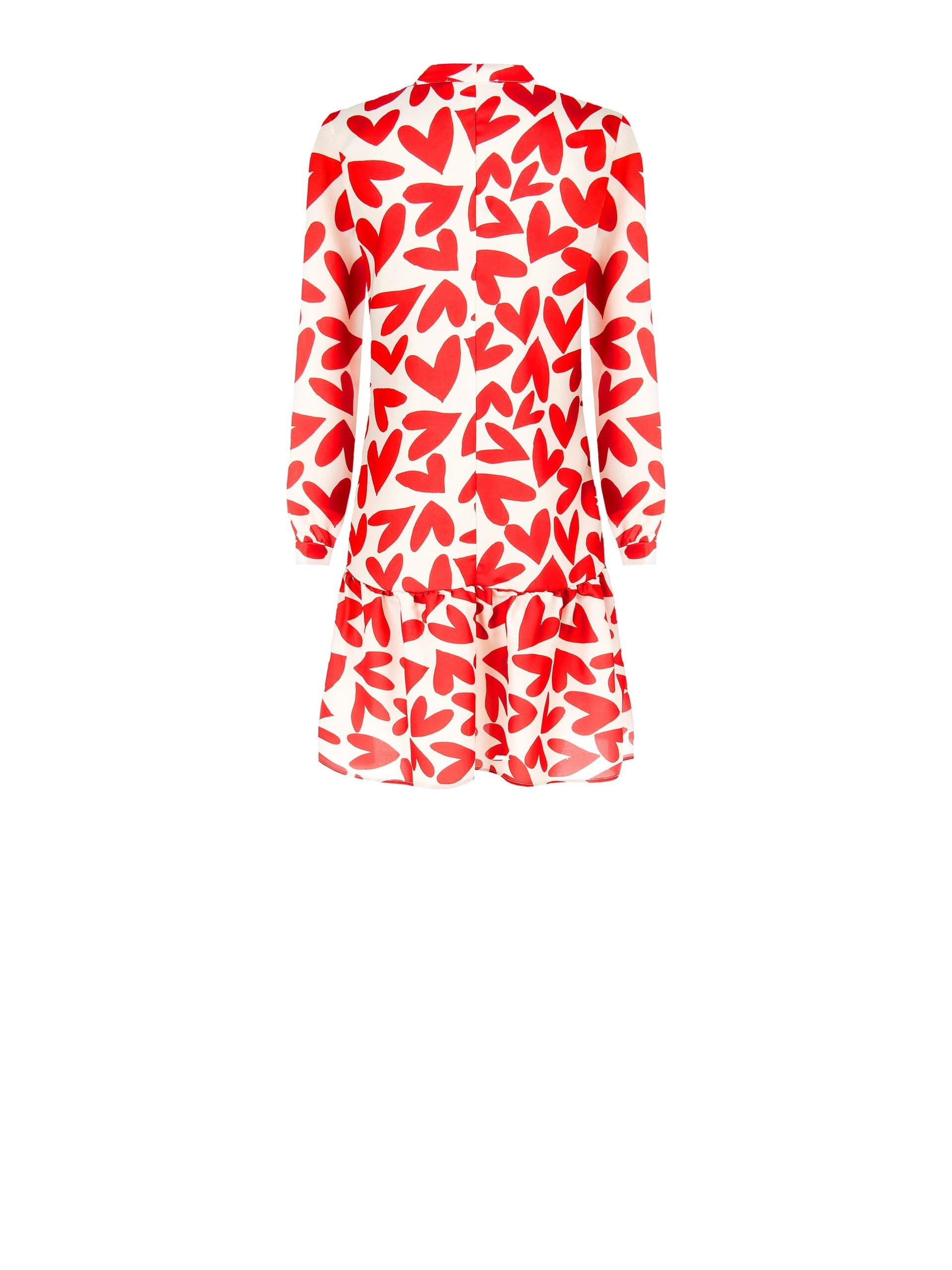 Abito Corto Ampio Stampa Cuori Con Balza E Cravattino Rinascimento