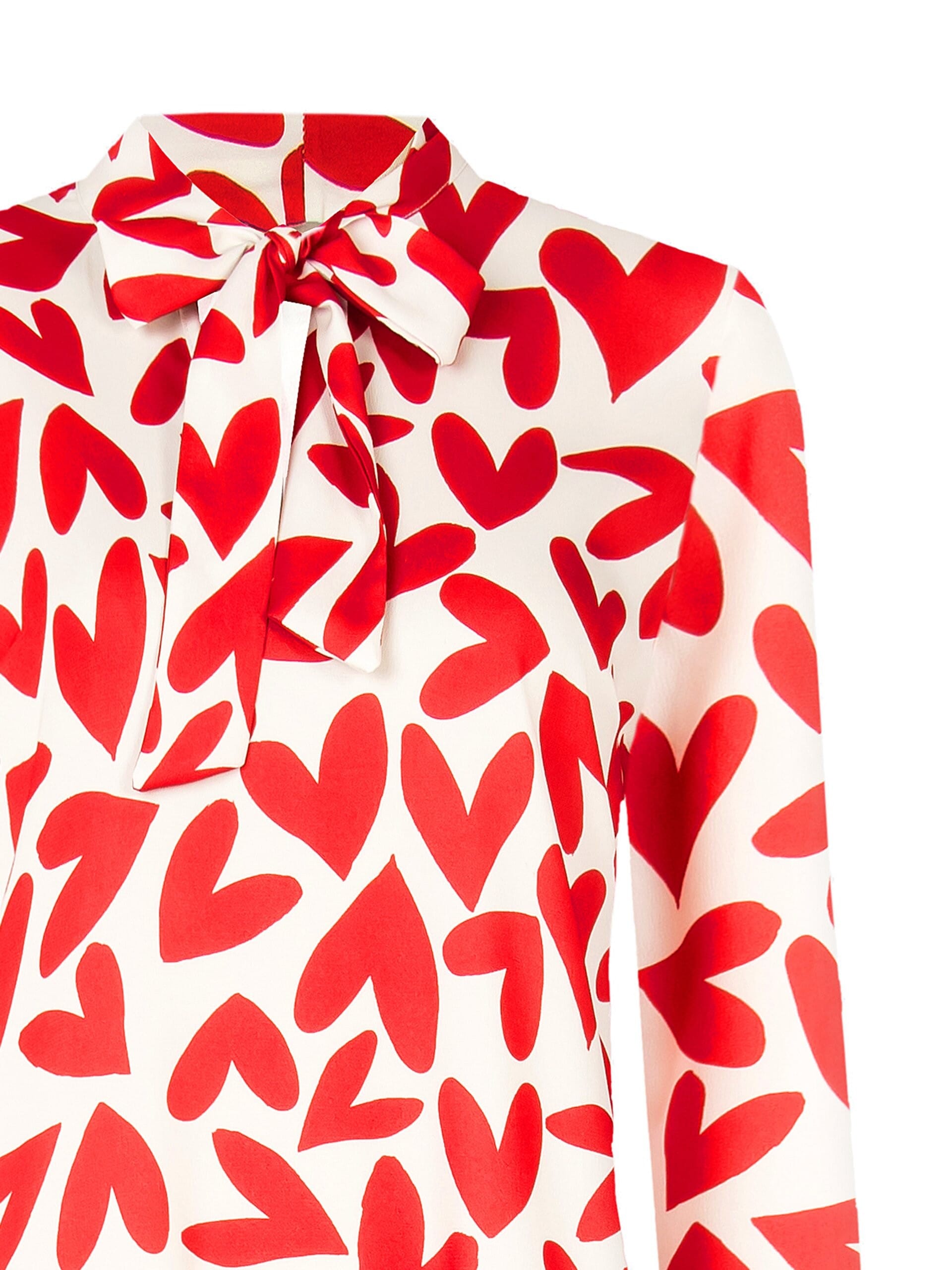 Abito Corto Ampio Stampa Cuori Con Balza E Cravattino Rinascimento