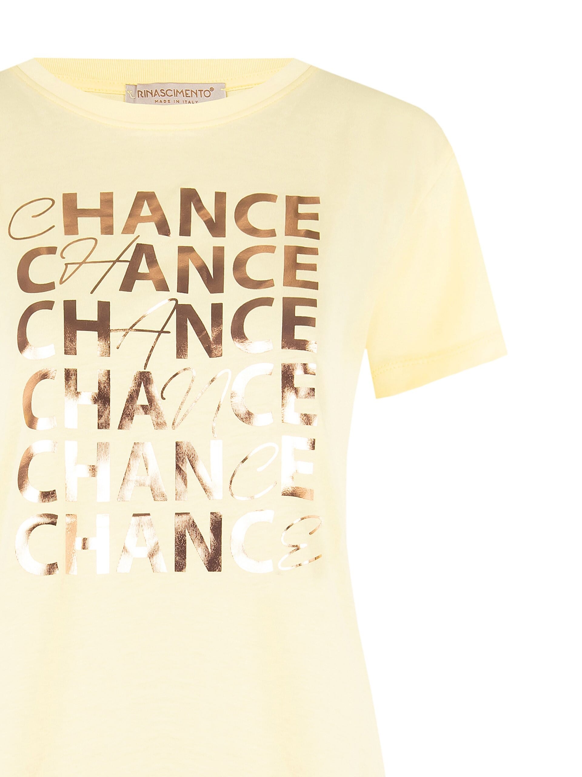 T-Shirt Regular In Cotone Con Slogan Laminato Rinascimento