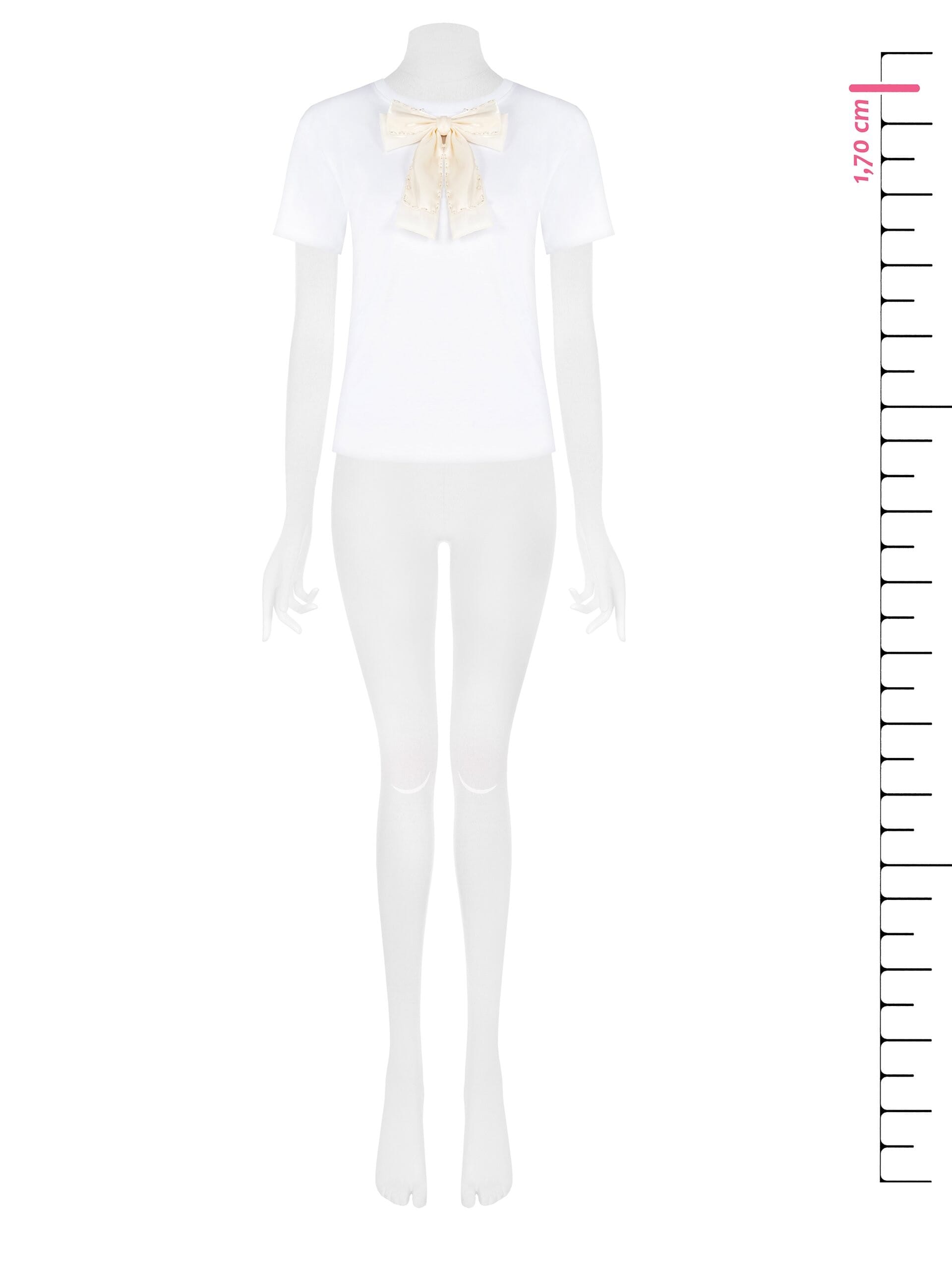 T-Shirt Regular In Cotone Con Spilla Fiocco In Chiffon Rinascimento