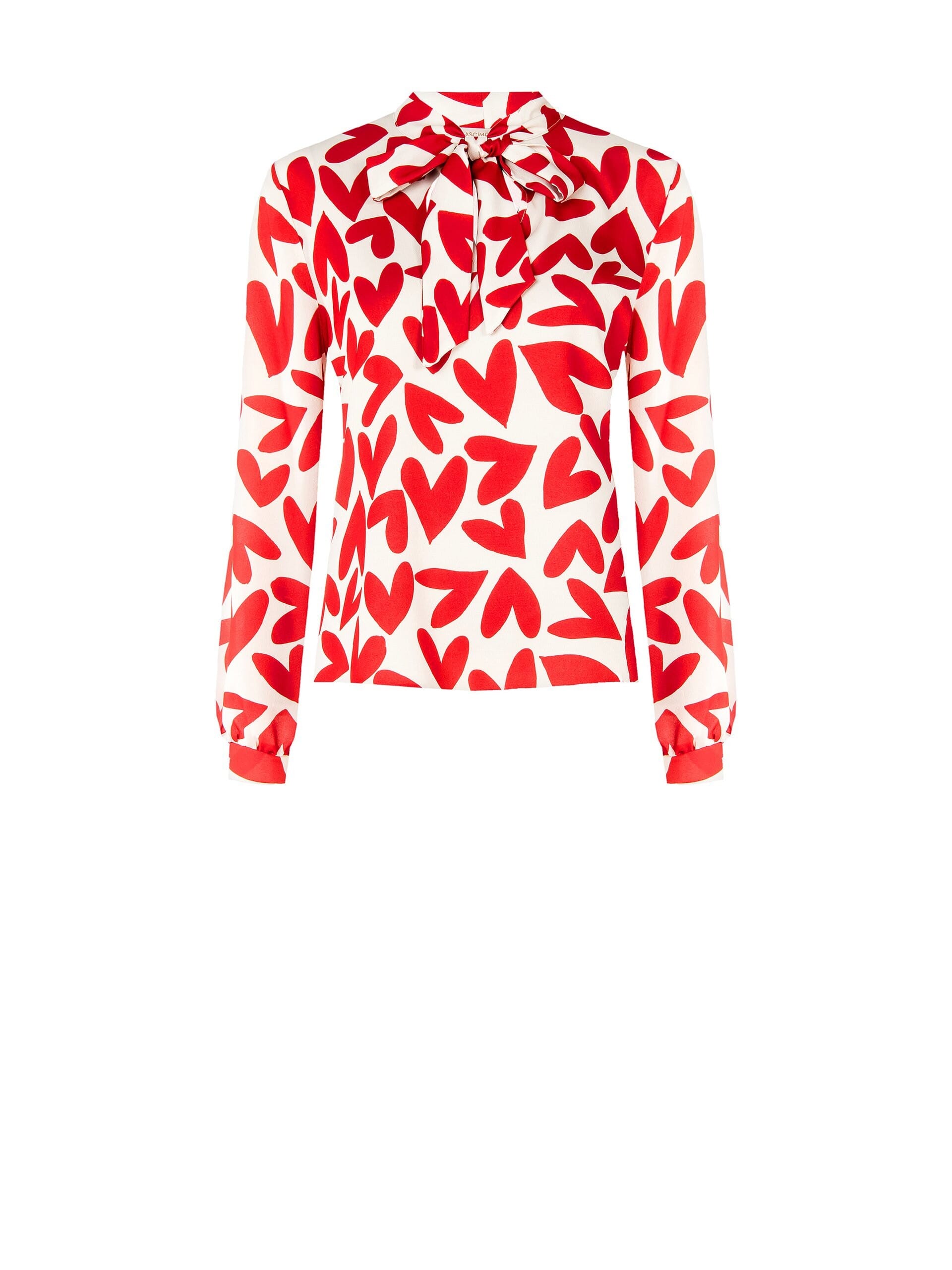 Camicia Ampia E Fluida Stampa Cuori Con Cravattino Rinascimento