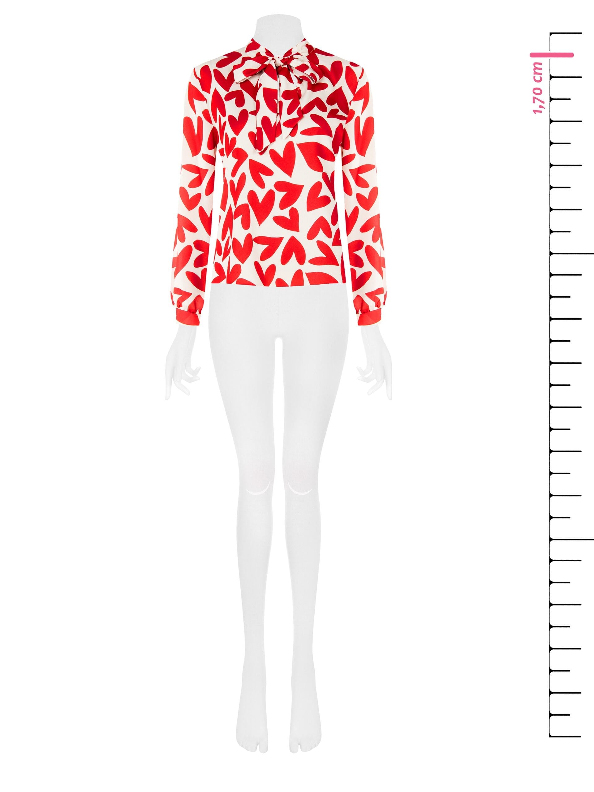 Camicia Ampia E Fluida Stampa Cuori Con Cravattino Rinascimento