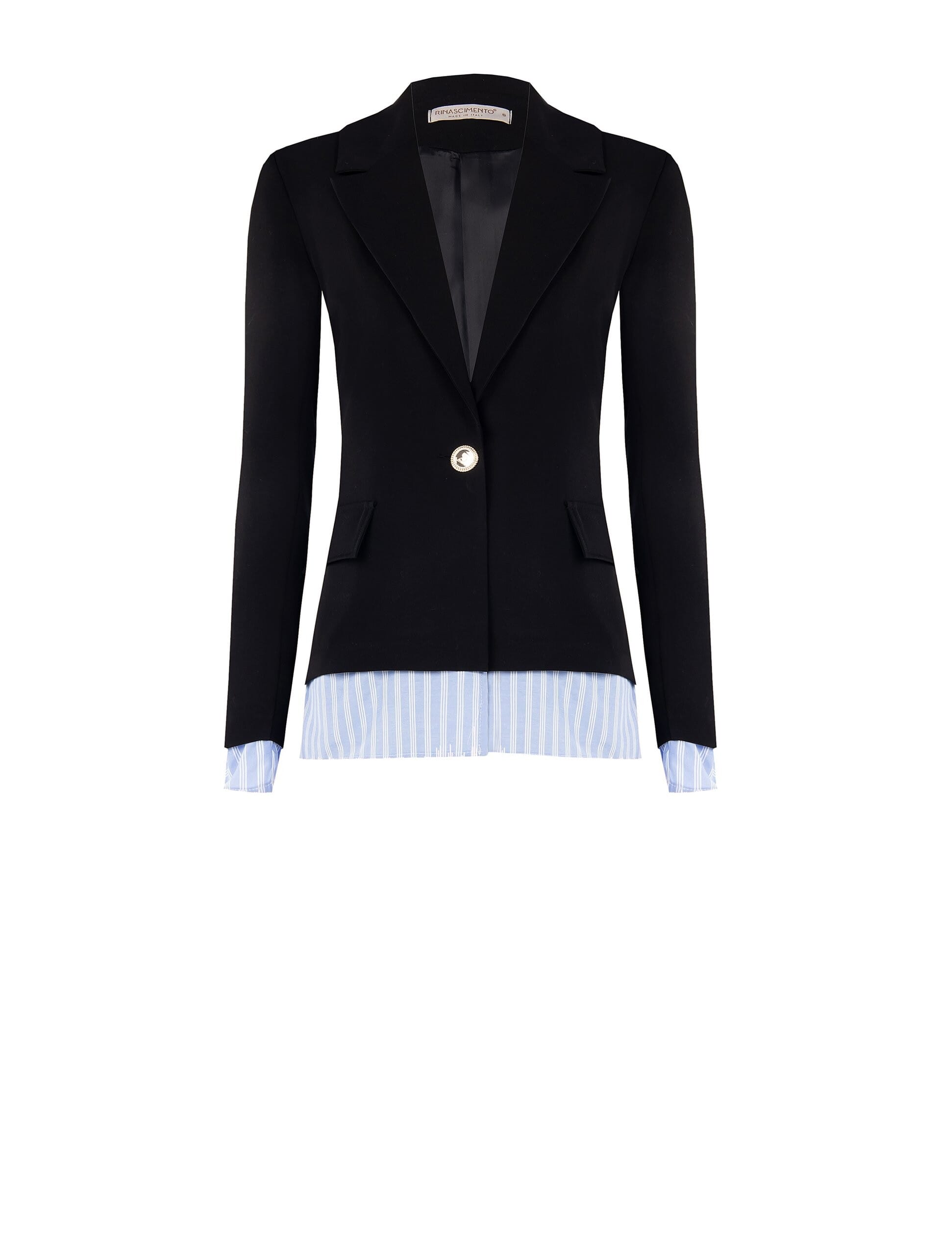 Giacca Blazer In Poliviscosa Con Inserti A Righe Rinascimento