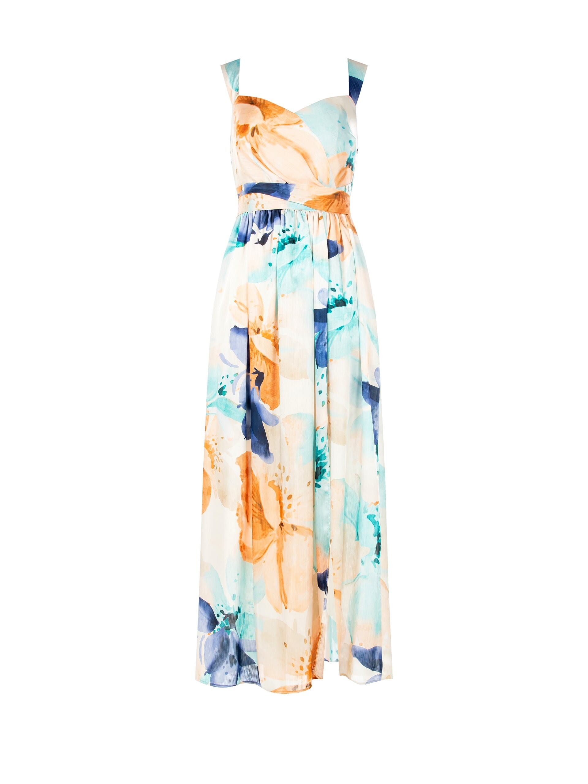 Abito Lungo A Ruota In Raso A Pieghe Mini Con Fiocco Dietro Rinascimento