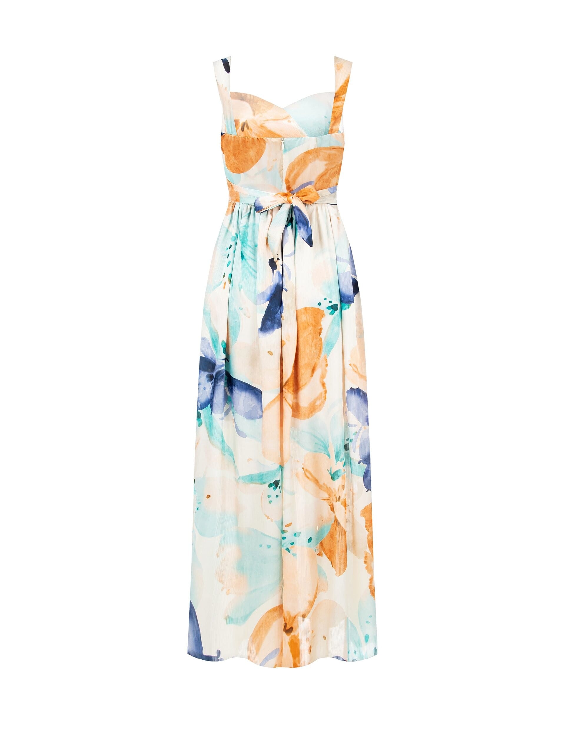 Abito Lungo A Ruota In Raso A Pieghe Mini Con Fiocco Dietro Rinascimento