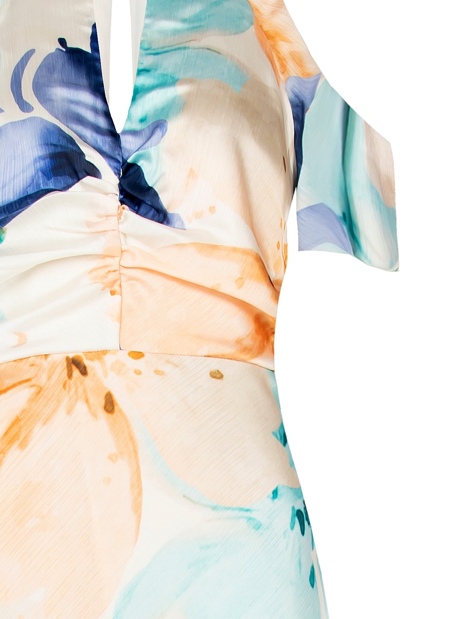 Abito Lungo A Tubino In Raso A Pieghe Mini Con Scollo A V Rinascimento