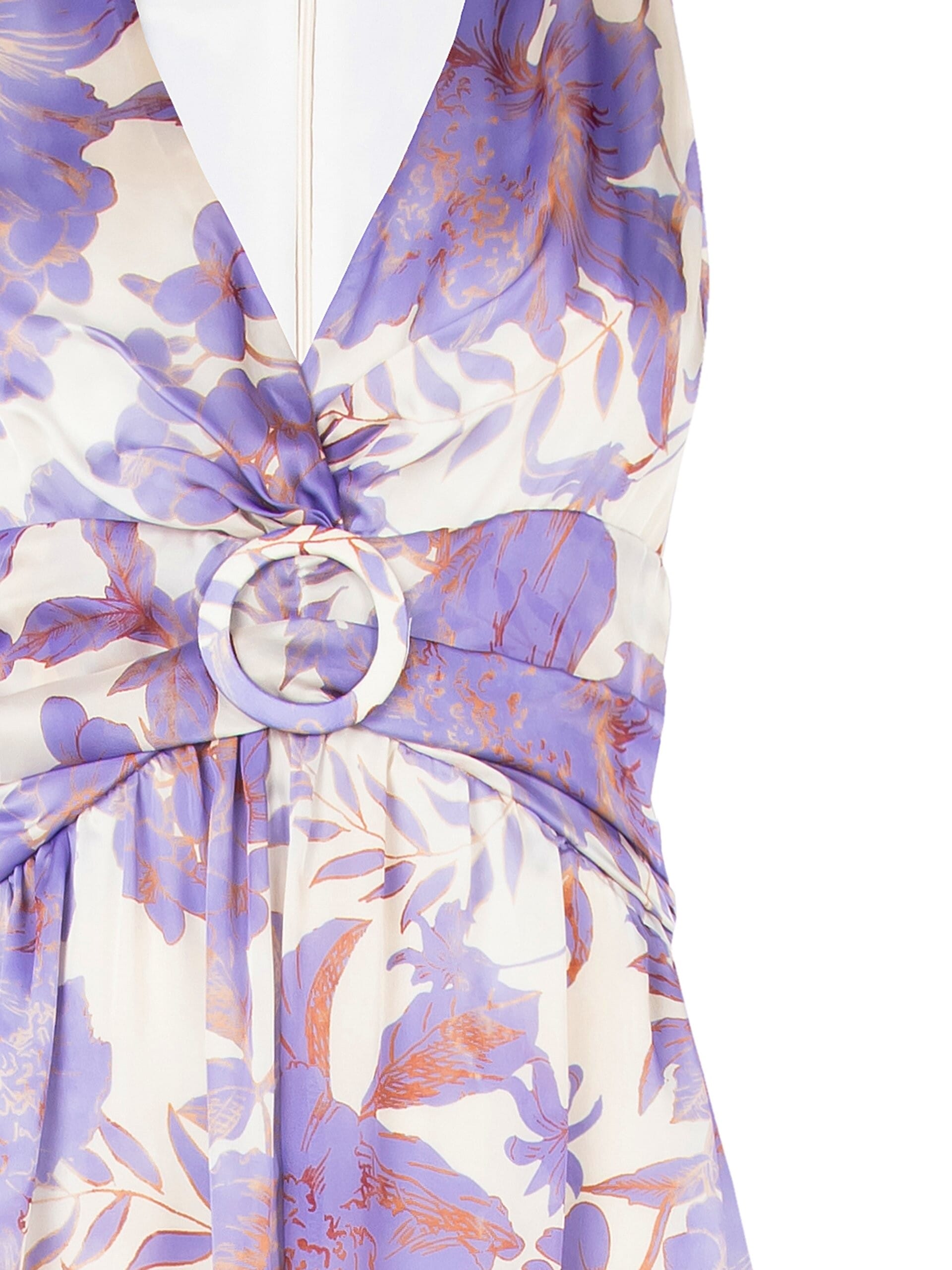 Abito Lungo In Raso Con Scollo A V Incrociato E Fibbia Coordinata Rinascimento