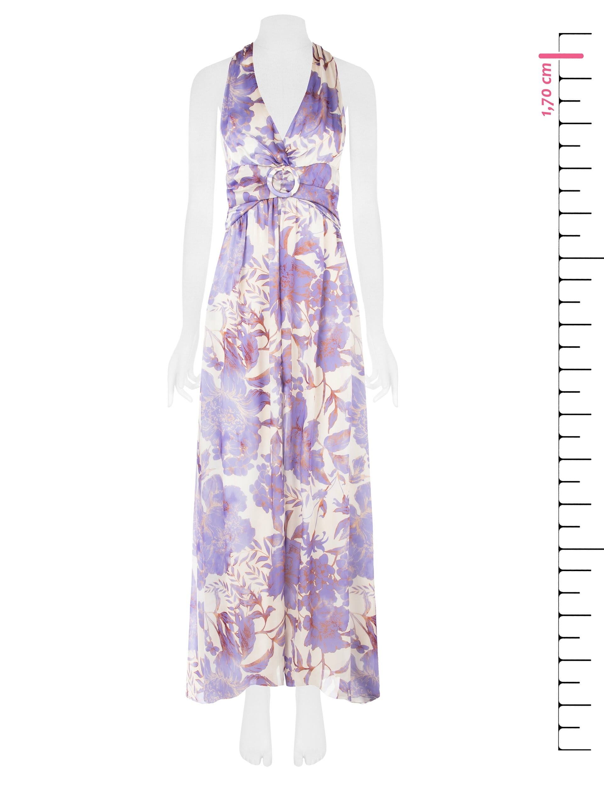 Abito Lungo In Raso Con Scollo A V Incrociato E Fibbia Coordinata Rinascimento