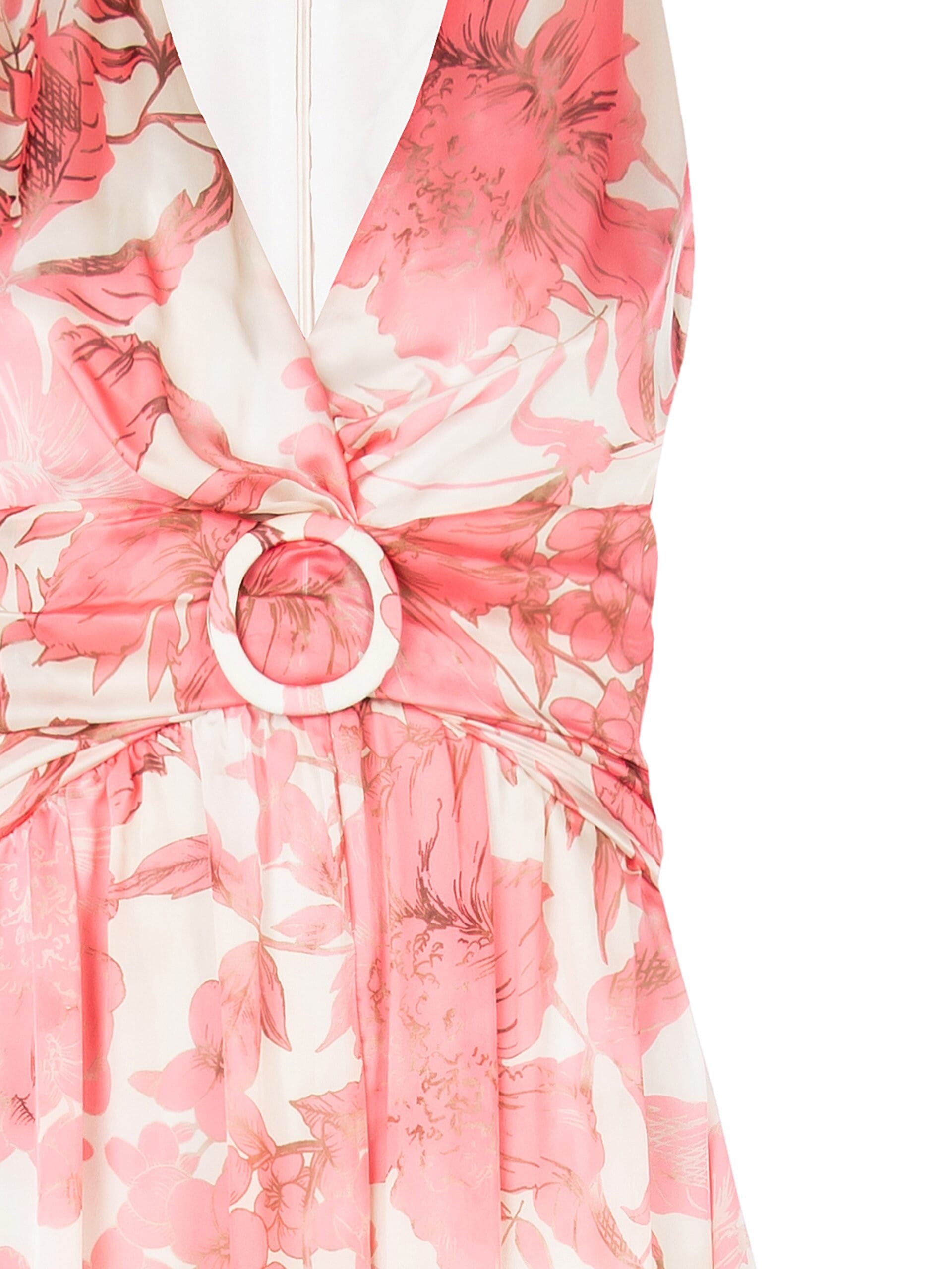 Abito Lungo In Raso Con Scollo A V Incrociato E Fibbia Coordinata Rinascimento