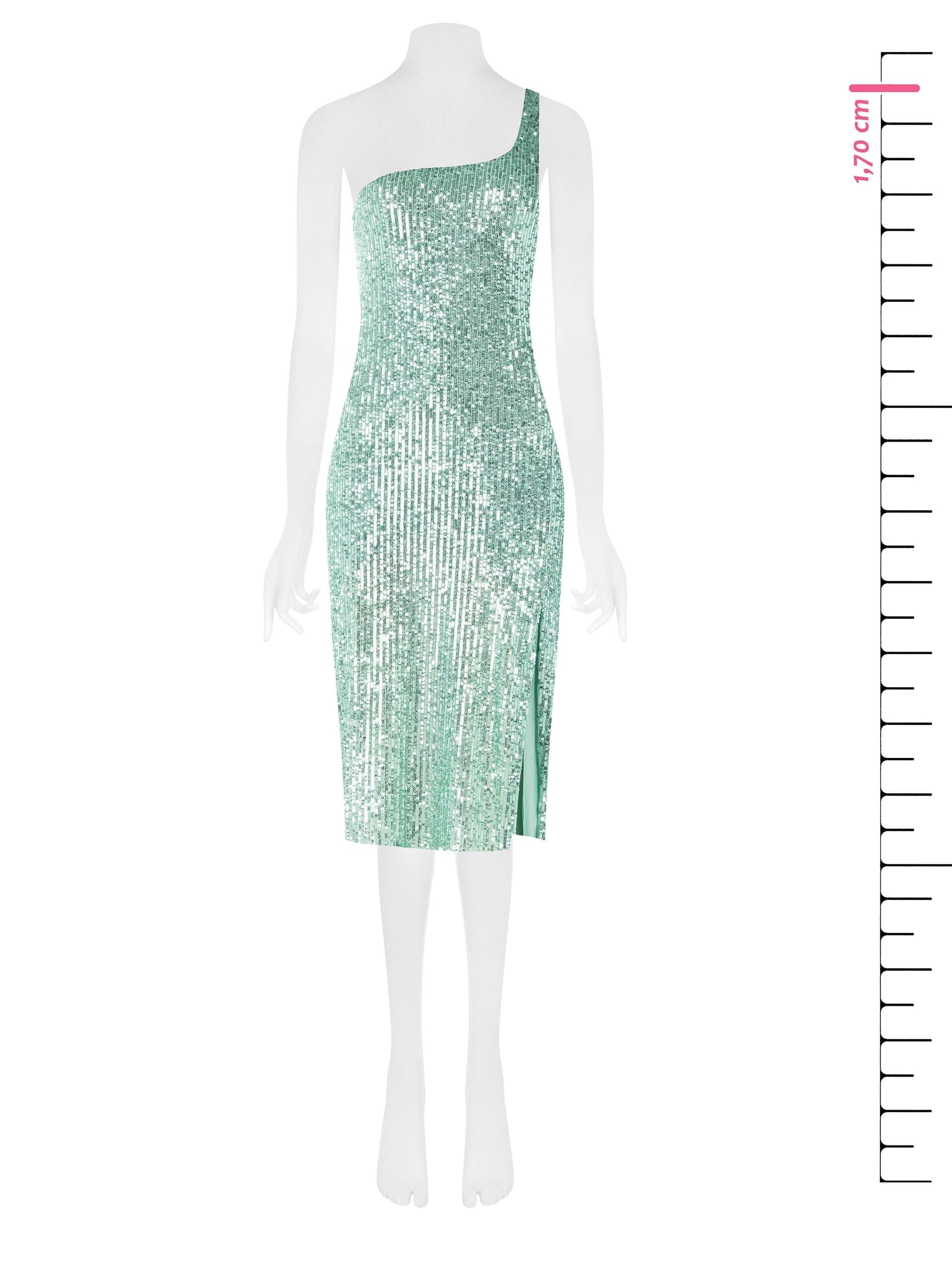 Abito Midi A Tubino Ricoperto Di Paillettes Con Spacco Profondo Rinascimento