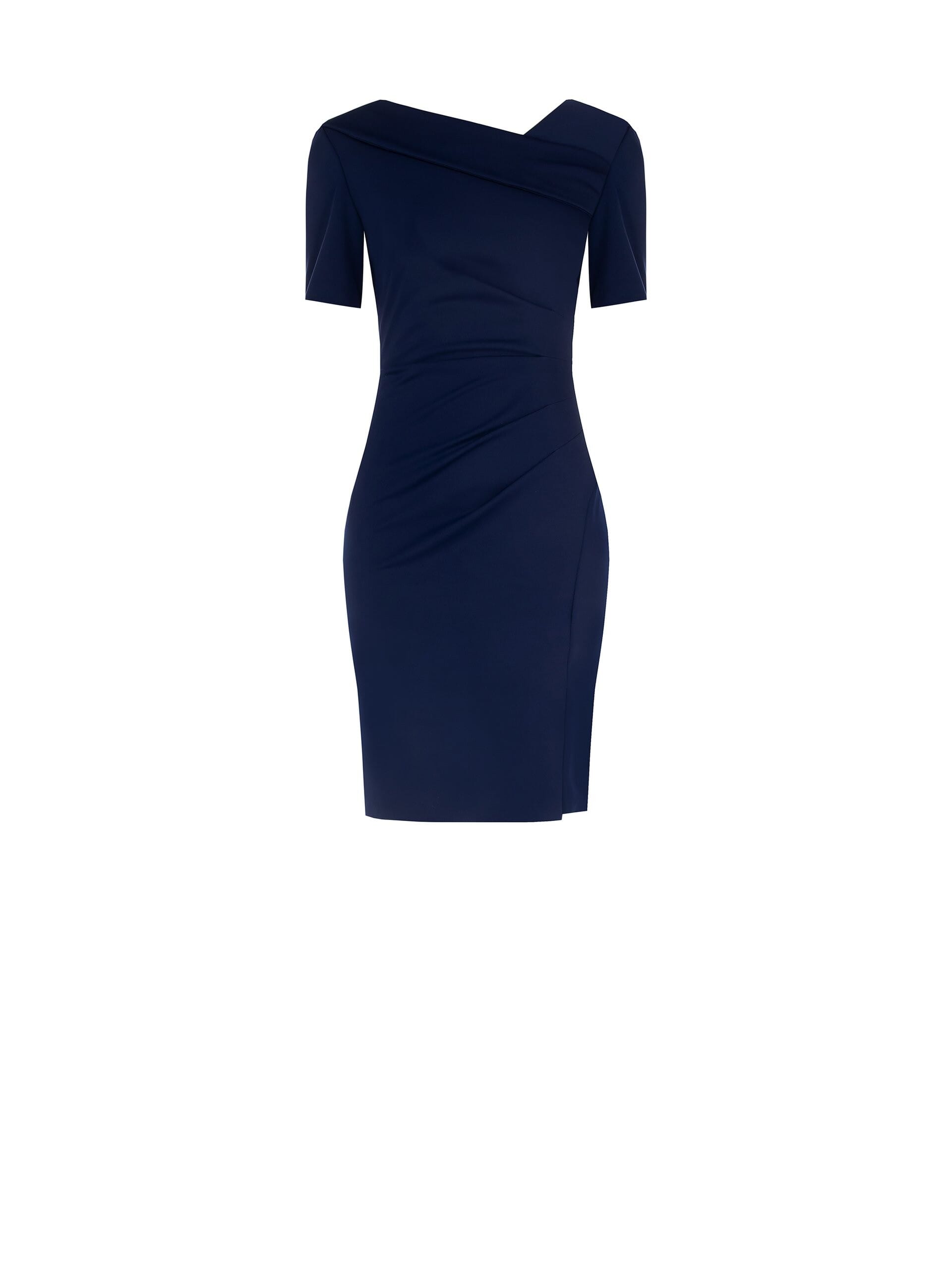 Abito Corto A Tubino Arricciato Su Un Fianco Con Scollo Asimmetrico Ripiegato Rinascimento