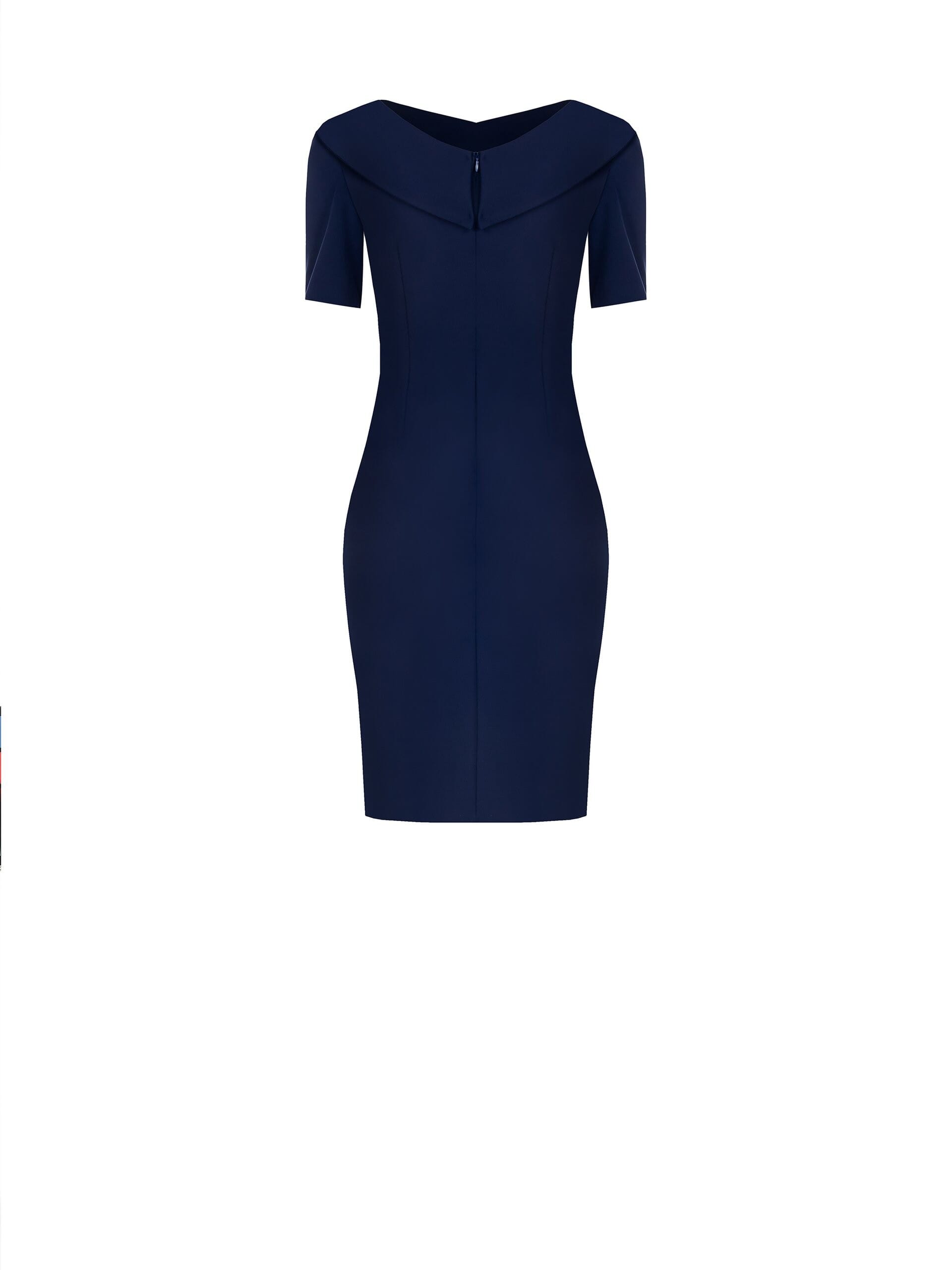 Abito Corto A Tubino Arricciato Su Un Fianco Con Scollo Asimmetrico Ripiegato Rinascimento