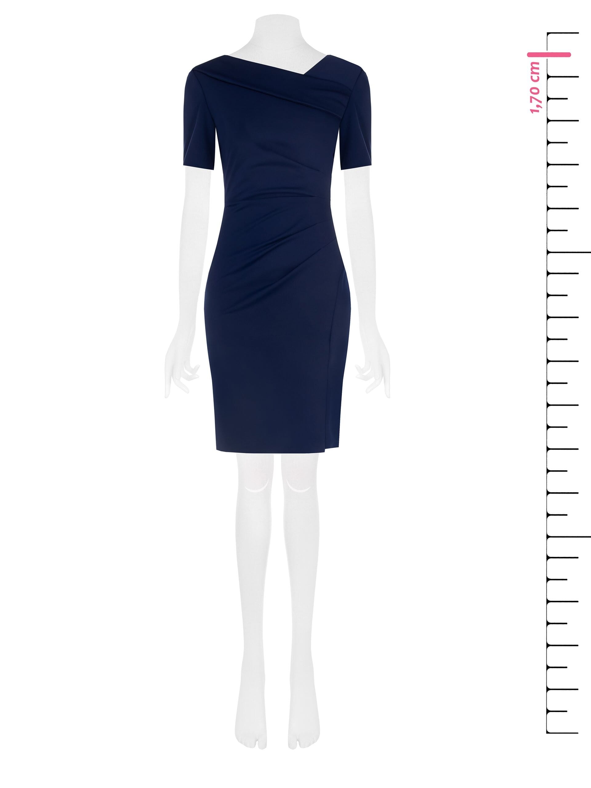 Abito Corto A Tubino Arricciato Su Un Fianco Con Scollo Asimmetrico Ripiegato Rinascimento