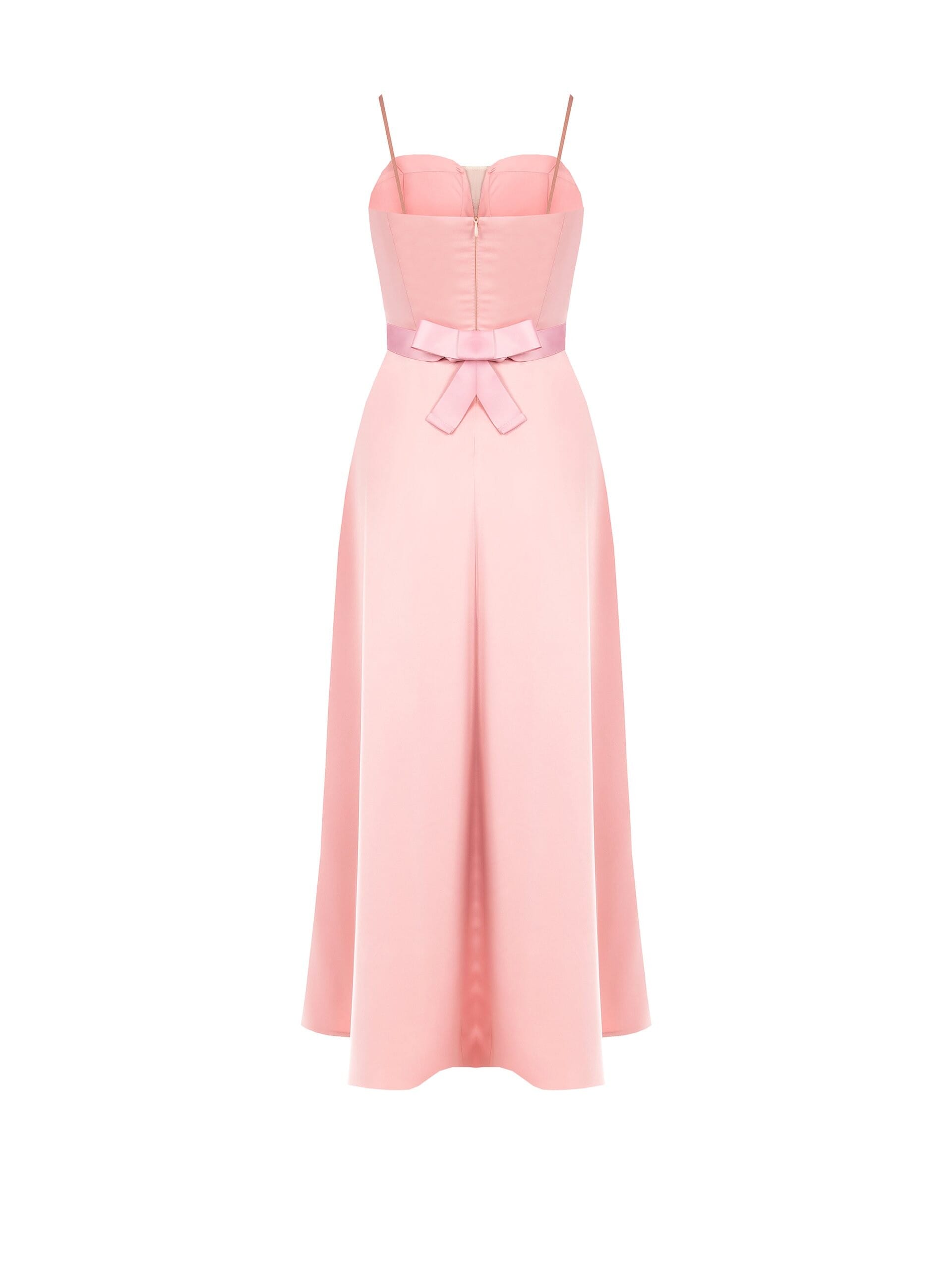 Abito Lungo Asimmetrico In Raso Con Nastro E Gioiello Rinascimento