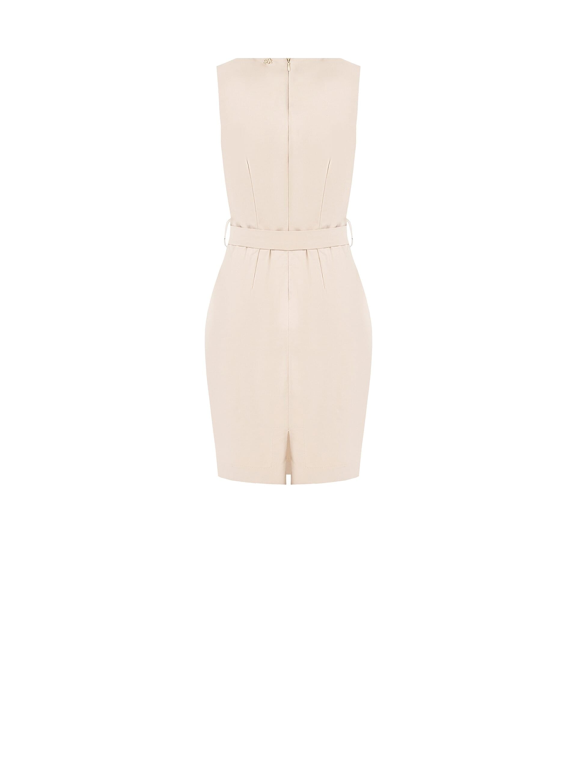 Abito Corto A Tubino In Misto Cotone Con Cintura Rigida Coordinata Rinascimento