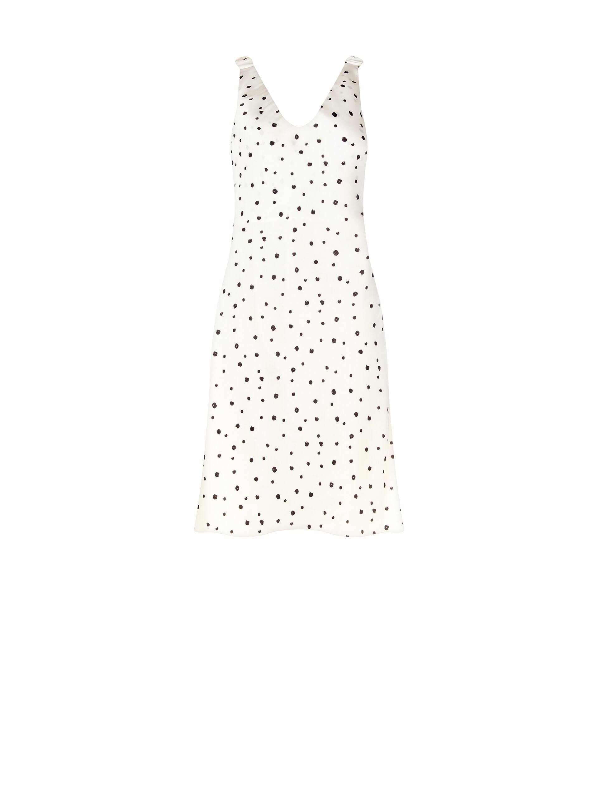 Abito Corto Sfiancato In Raso A Pois Irregolari Con Doppio Scollo A V Rinascimento