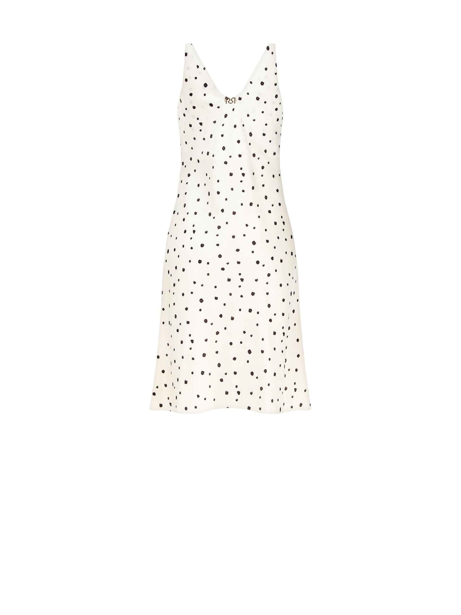 Abito Corto Sfiancato In Raso A Pois Irregolari Con Doppio Scollo A V Rinascimento