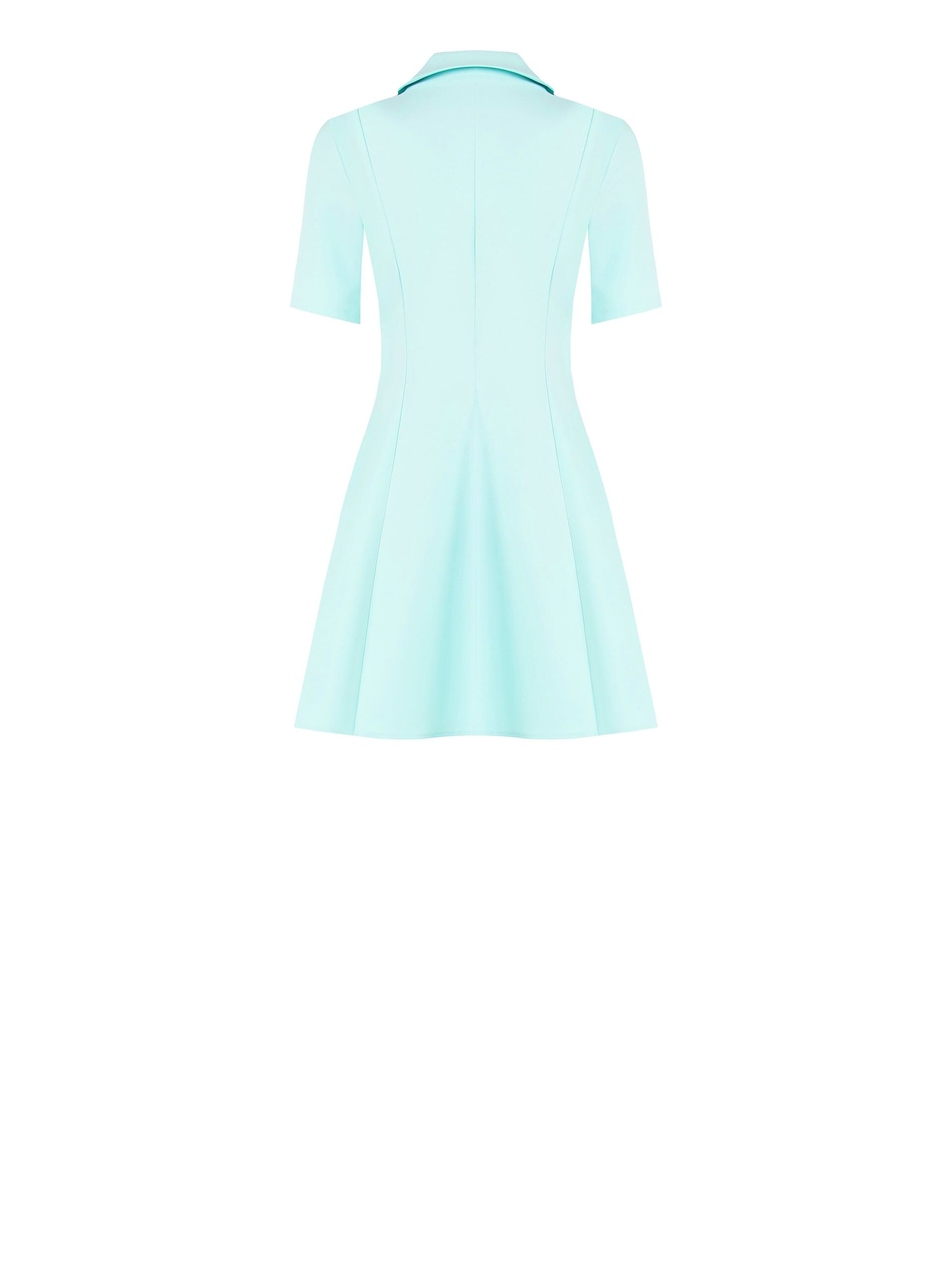 Abito Corto A Ruota In Tessuto Bi-Stretch Con Scollo A V E Fiocco In Strass Sul Colletto Rinascimento