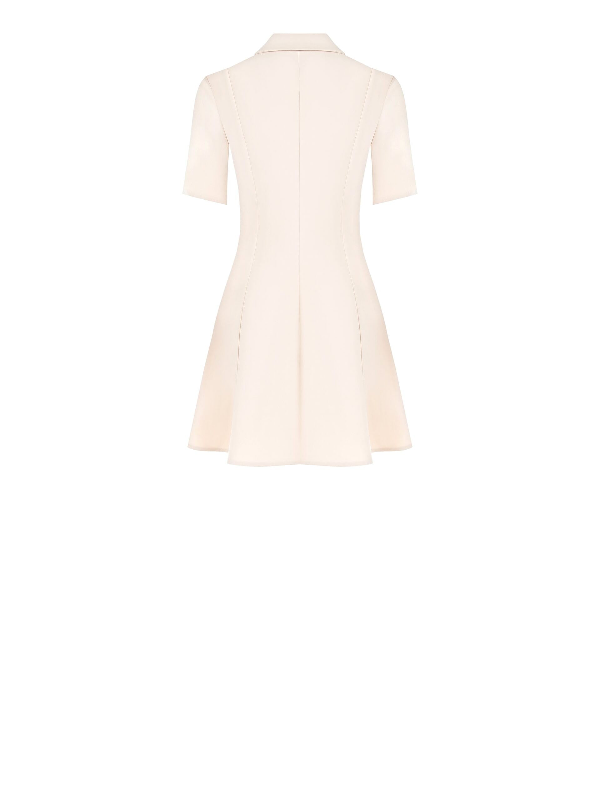 Abito Corto A Ruota In Tessuto Bi-Stretch Con Scollo A V E Fiocco In Strass Sul Colletto Rinascimento