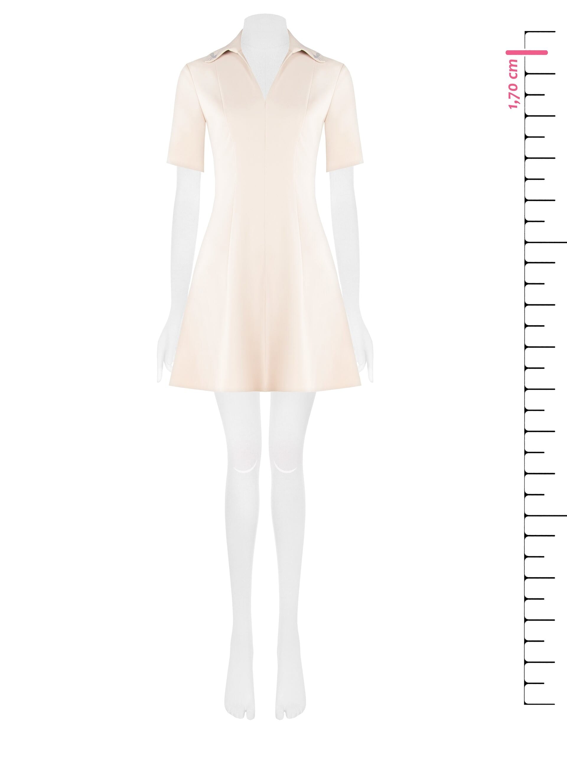 Abito Corto A Ruota In Tessuto Bi-Stretch Con Scollo A V E Fiocco In Strass Sul Colletto Rinascimento