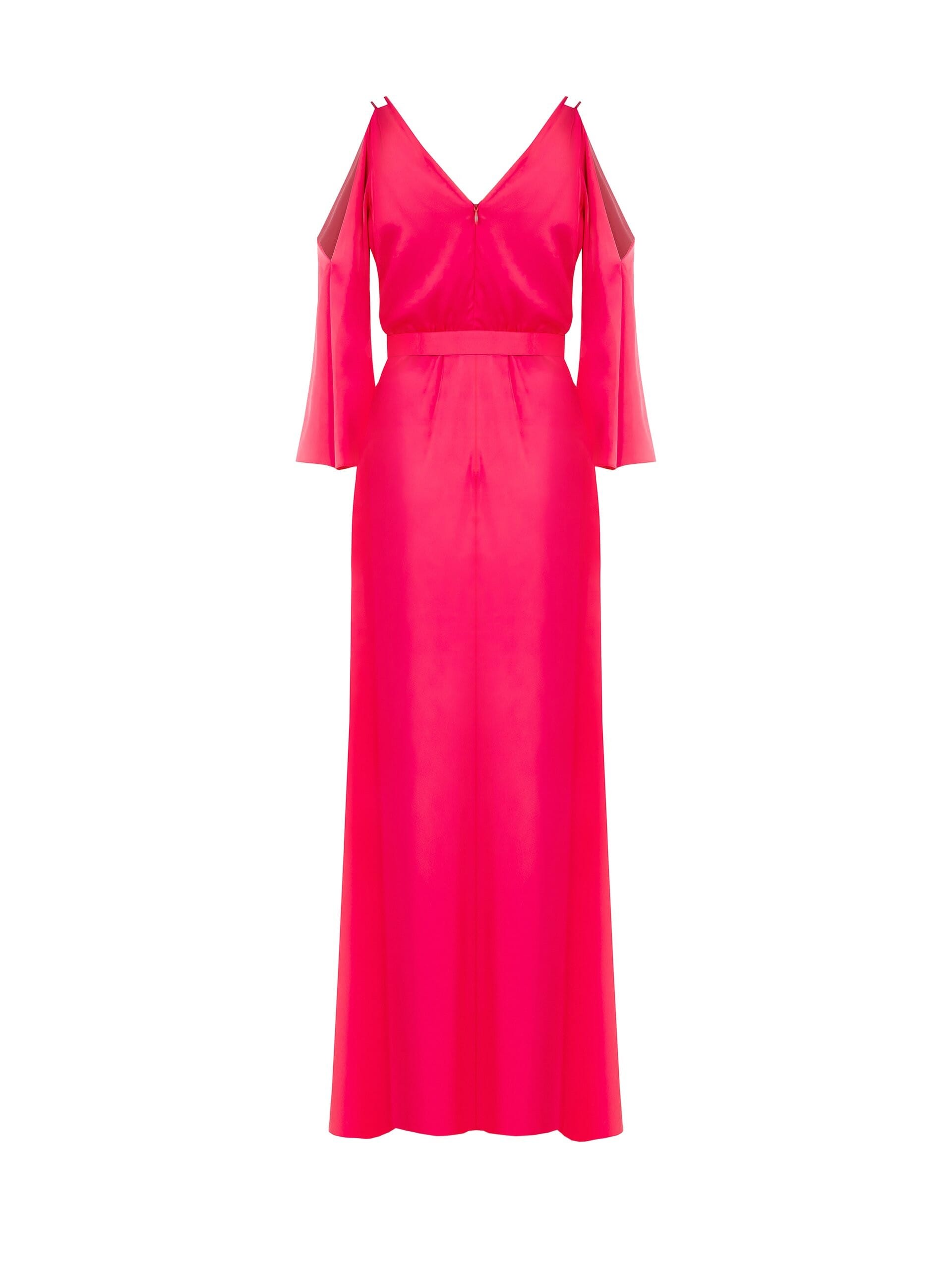 Abito Lungo Asimmetrico In Raso Con Cintura Rigida Coordinata E Fibbia Logo Rinascimento