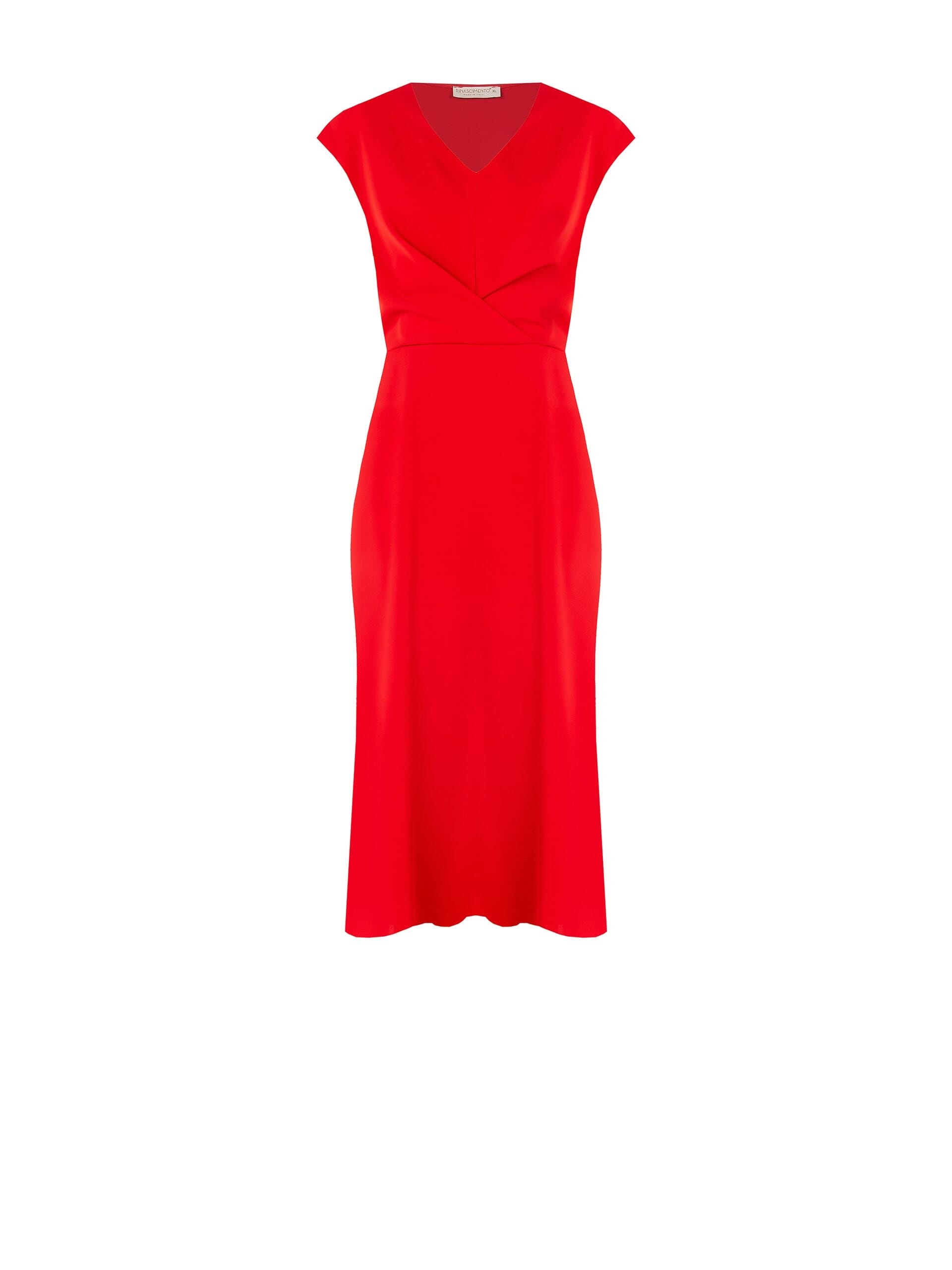 Abito Midi In Tessuto Fluido Con Scollo A V Rinascimento