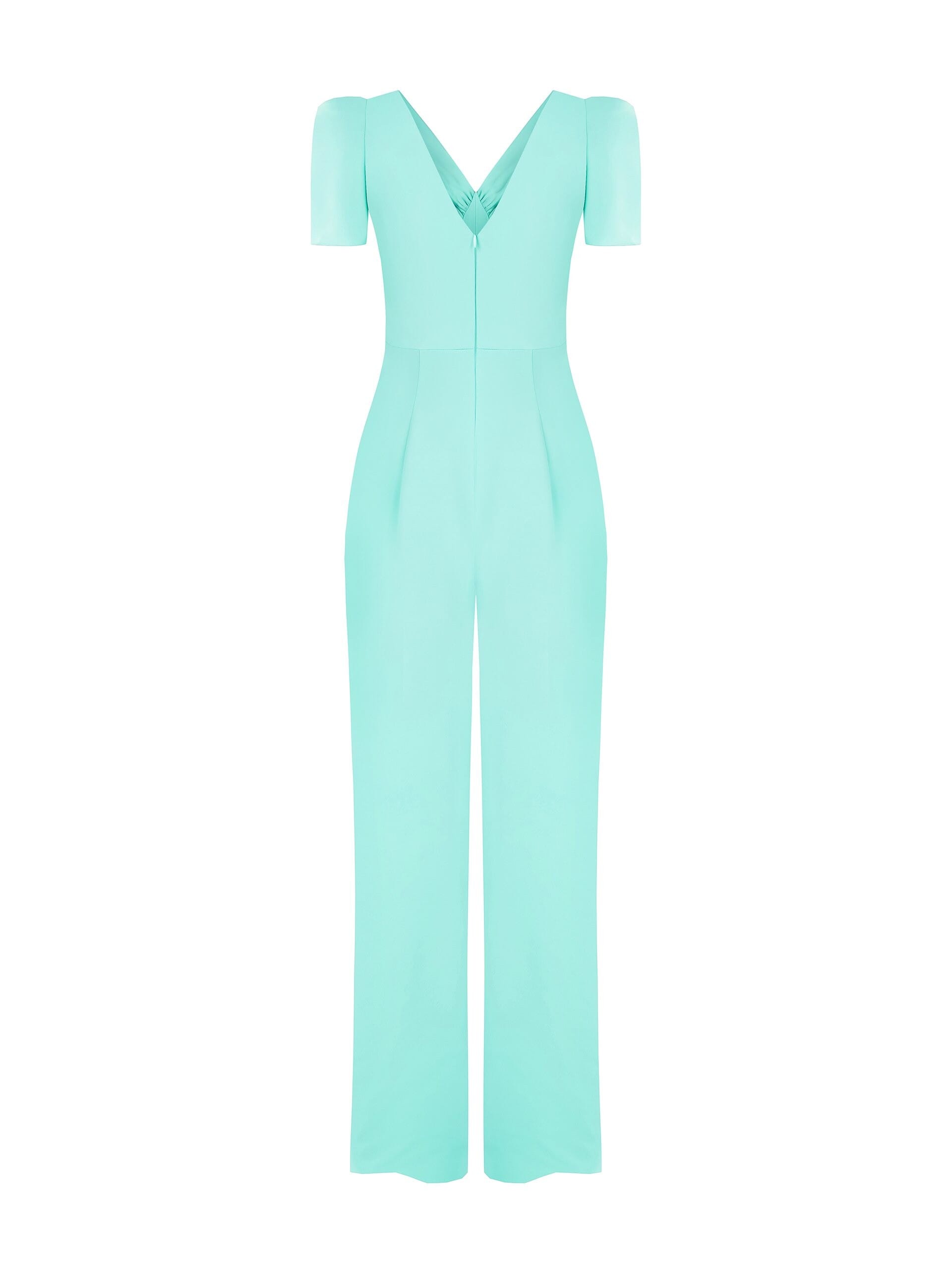 Combinaison intégrale en tissu fluide avec double encolure en V et broche nœud en strass Rinascimento