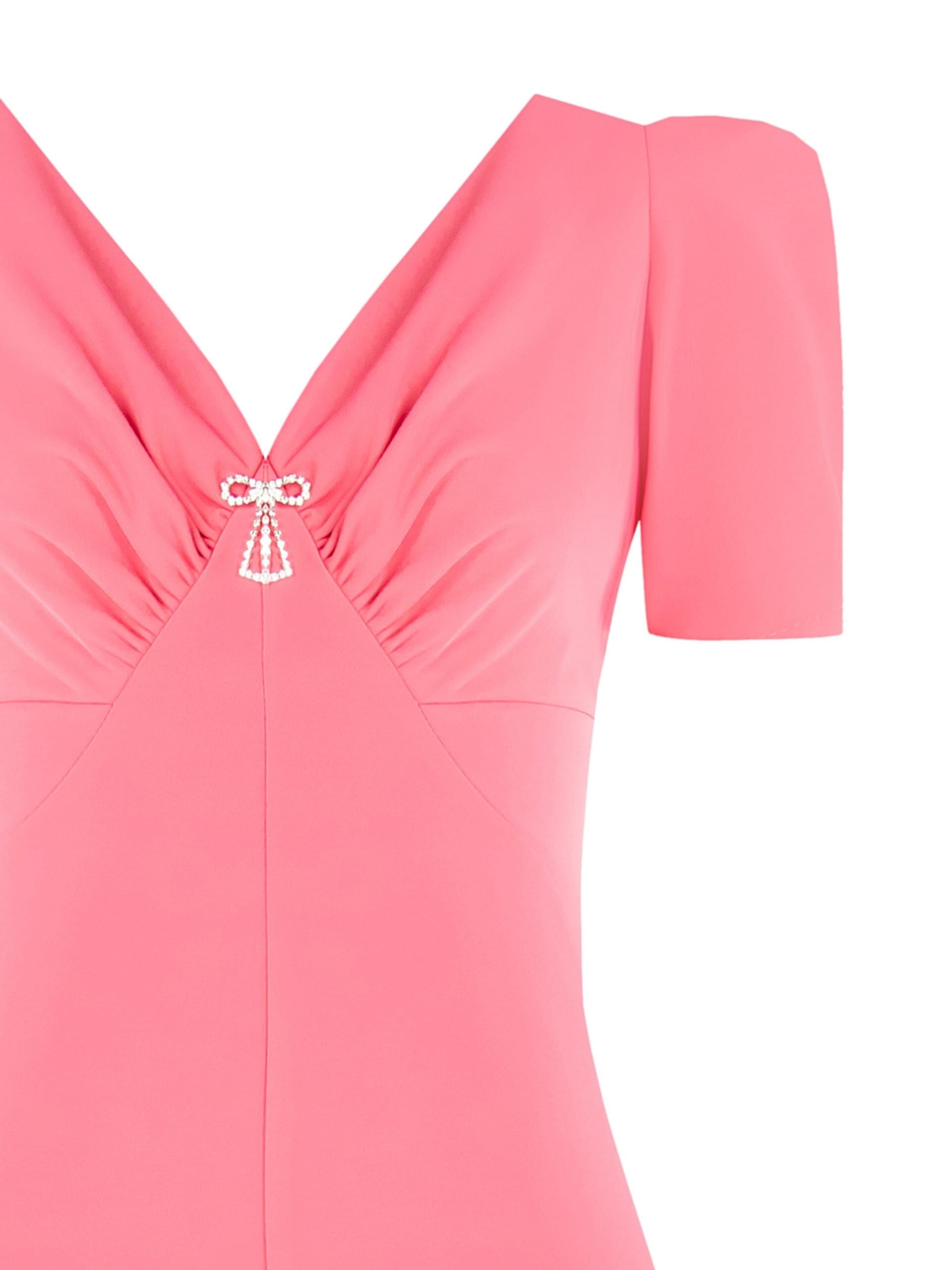 Combinaison intégrale en tissu fluide avec double encolure en V et broche nœud en strass Rinascimento