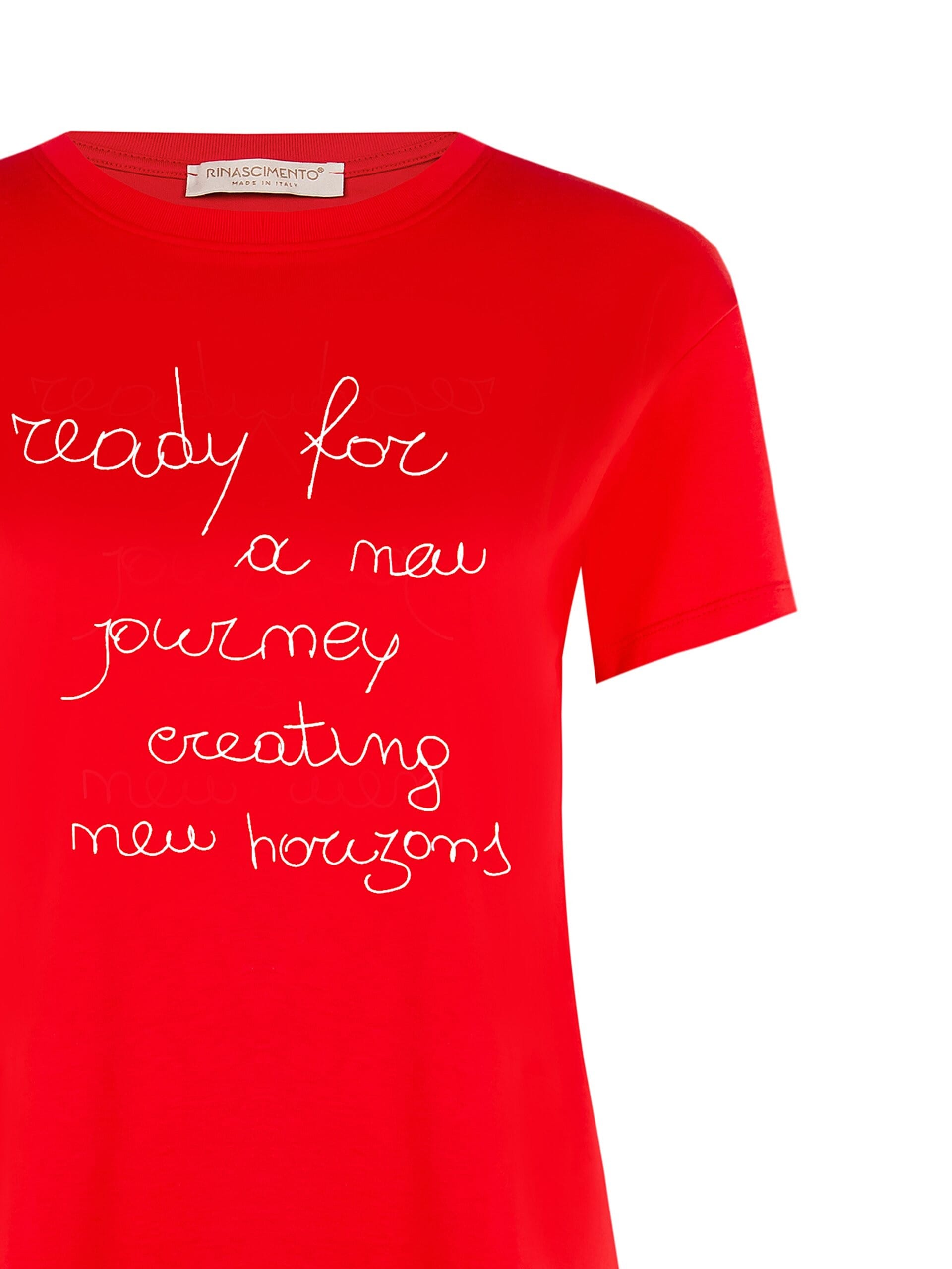 T-Shirt Regular In Cotone Con Slogan Rinascimento