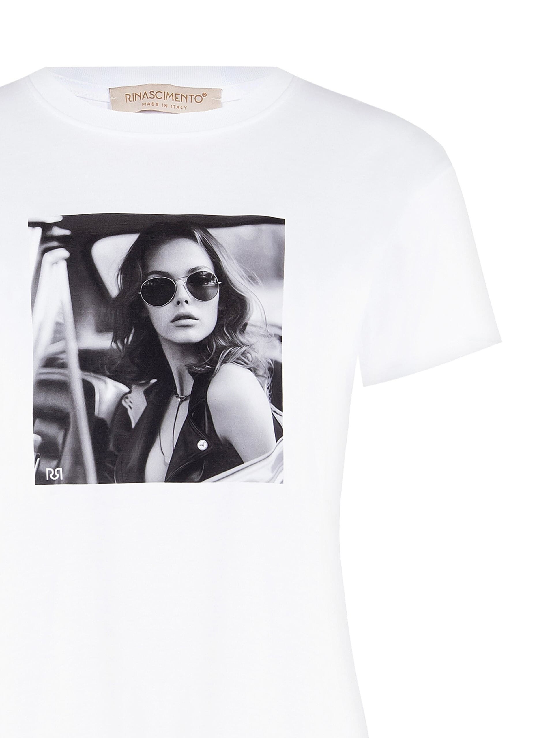 T-Shirt Regular In Cotone Con Stampa Donna Rinascimento