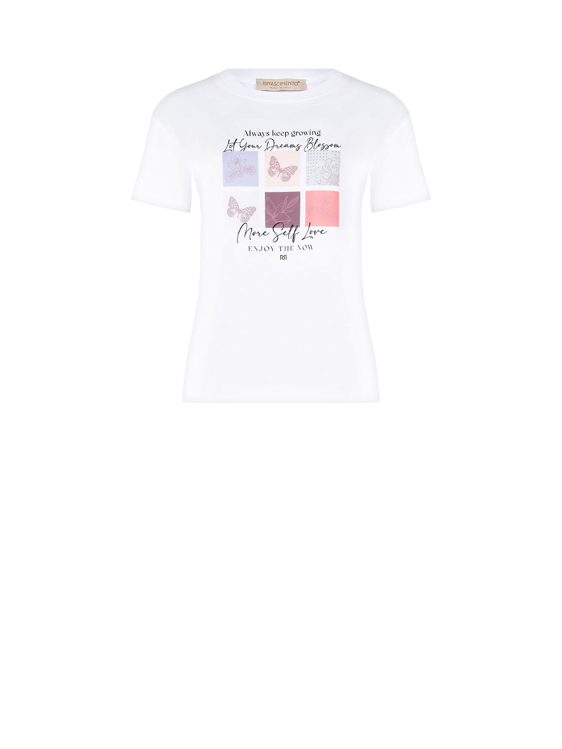 Rinascimento Regular Cotton T-Shirt with Butterfly Print