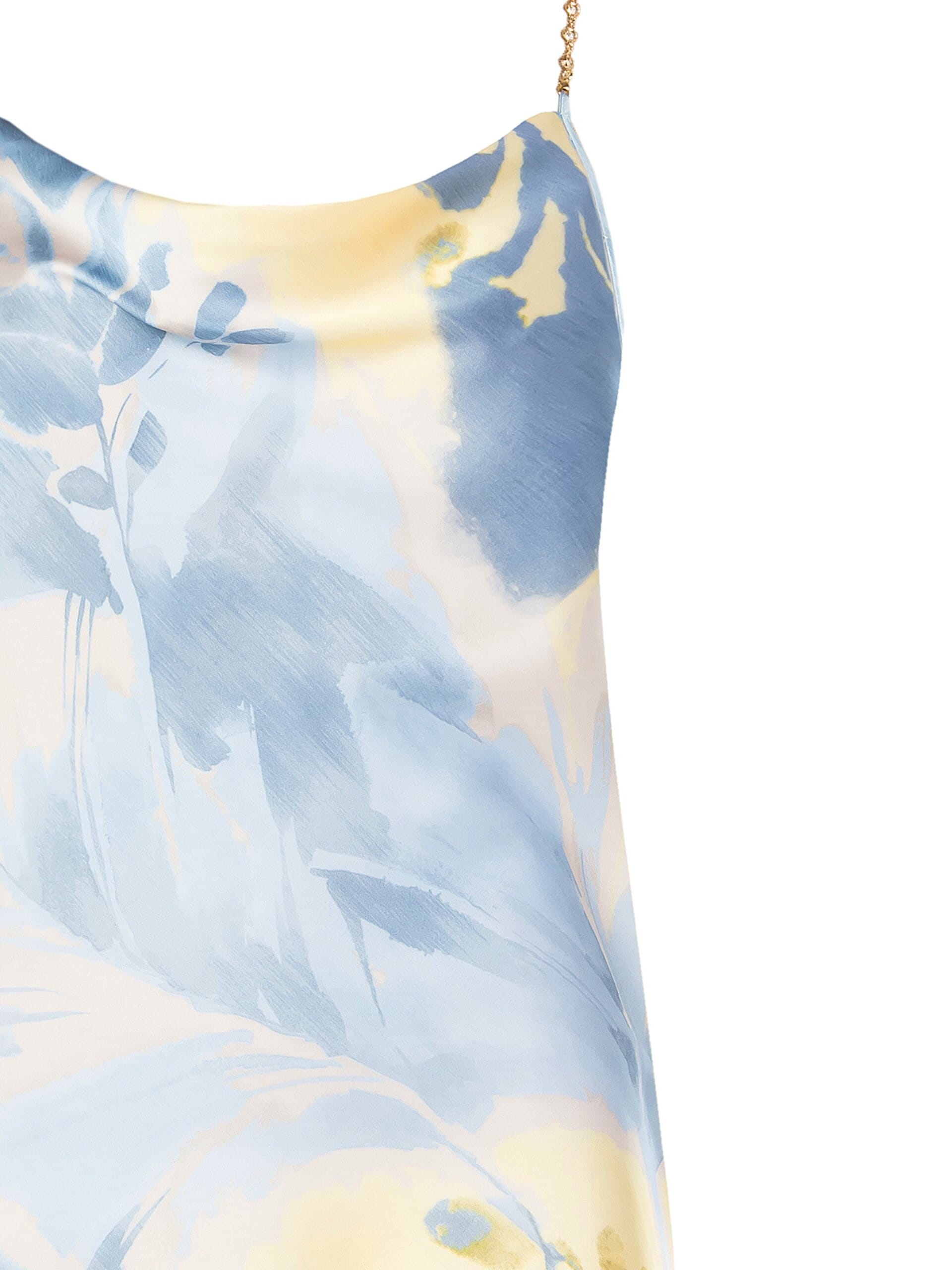 Top Sfiancato In Raso Con Spalline Catena E Strass Rinascimento