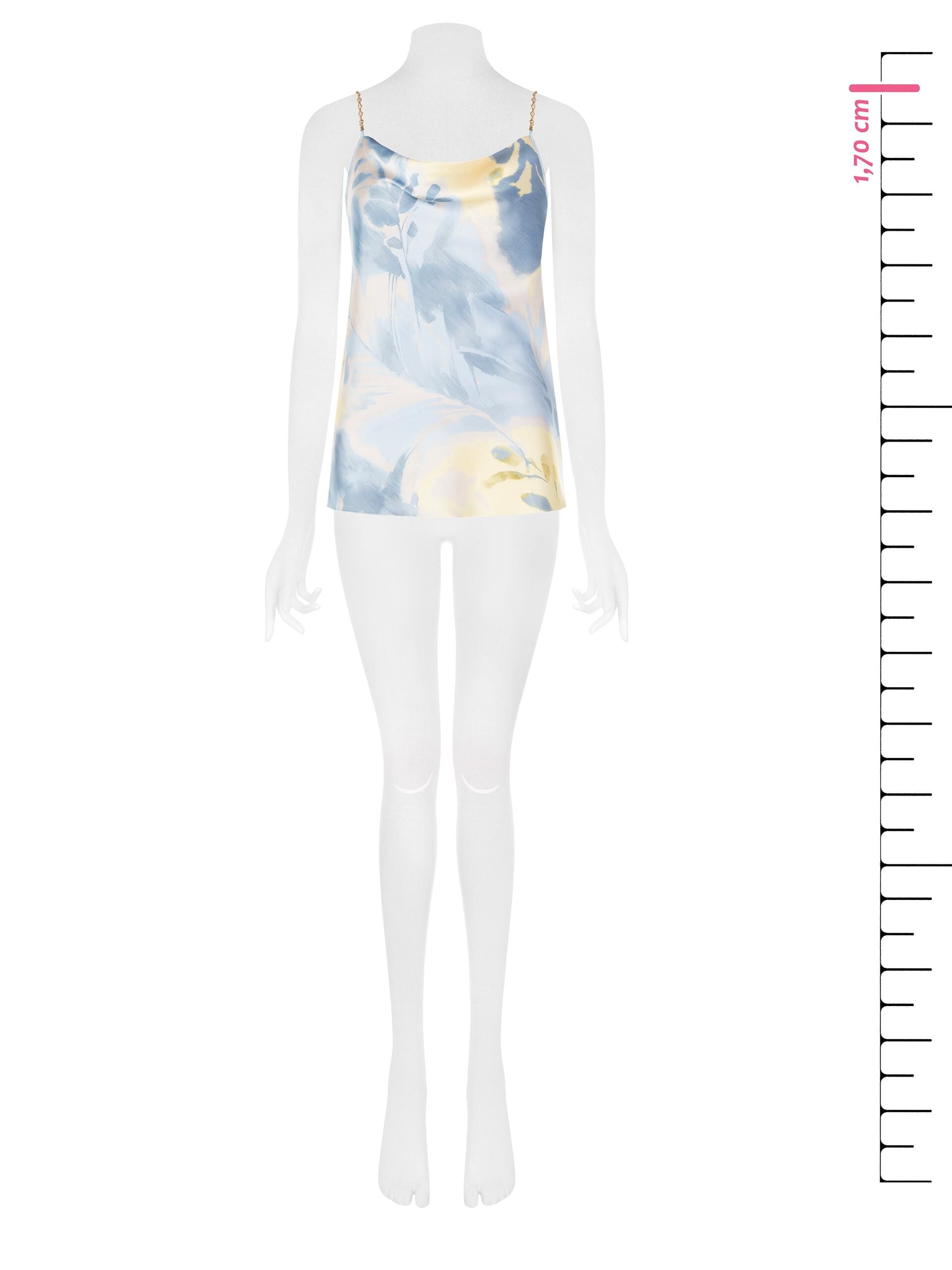 Top Sfiancato In Raso Con Spalline Catena E Strass Rinascimento