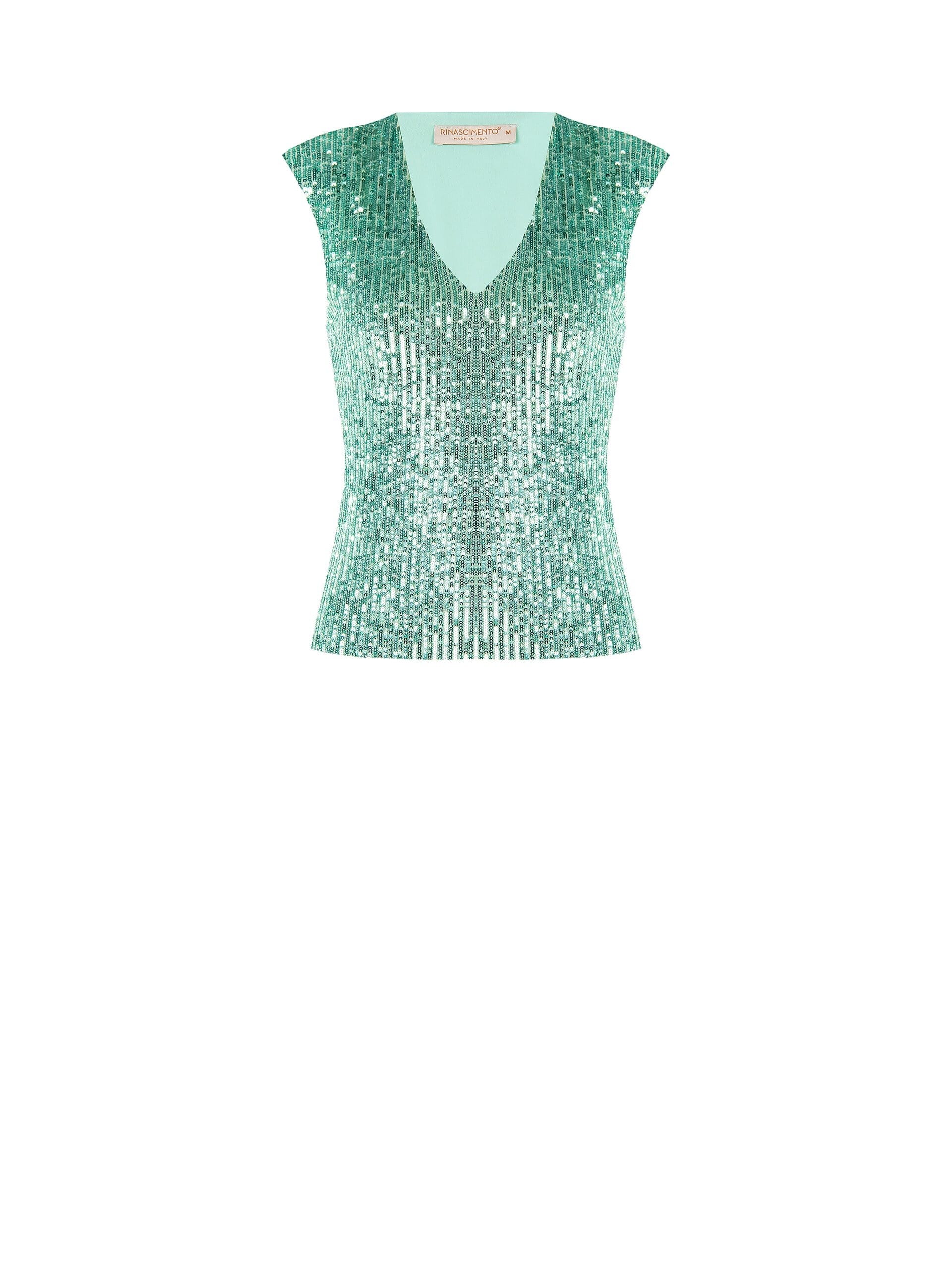 Top Sfiancato Ricoperto Di Paillettes Con Scollo A V E Spalline Rinascimento